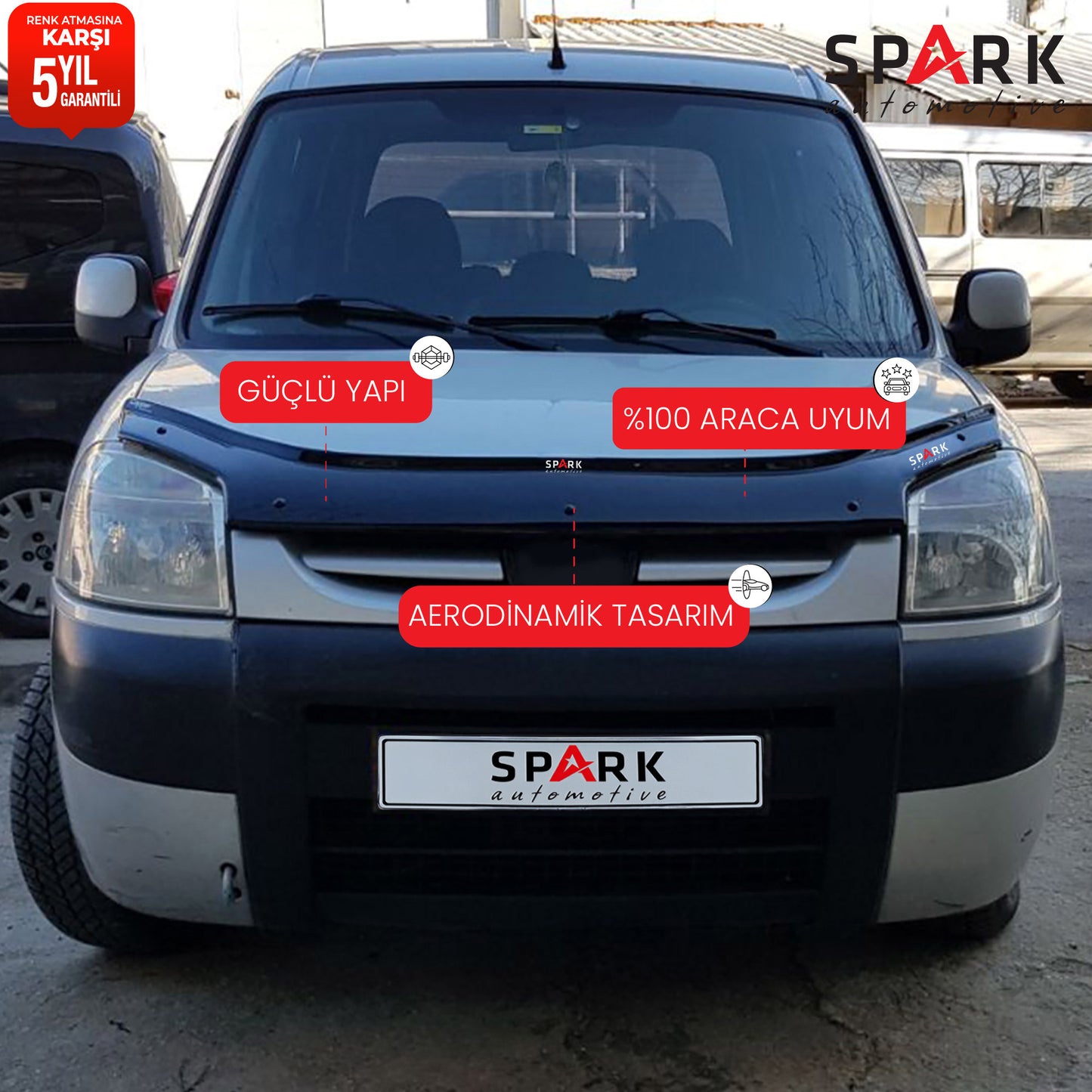 Peugeot Partner Tepee 2004-2008 Yıl Aralığı Uyumlu Ön Kaput Rüzgarlık 4mm