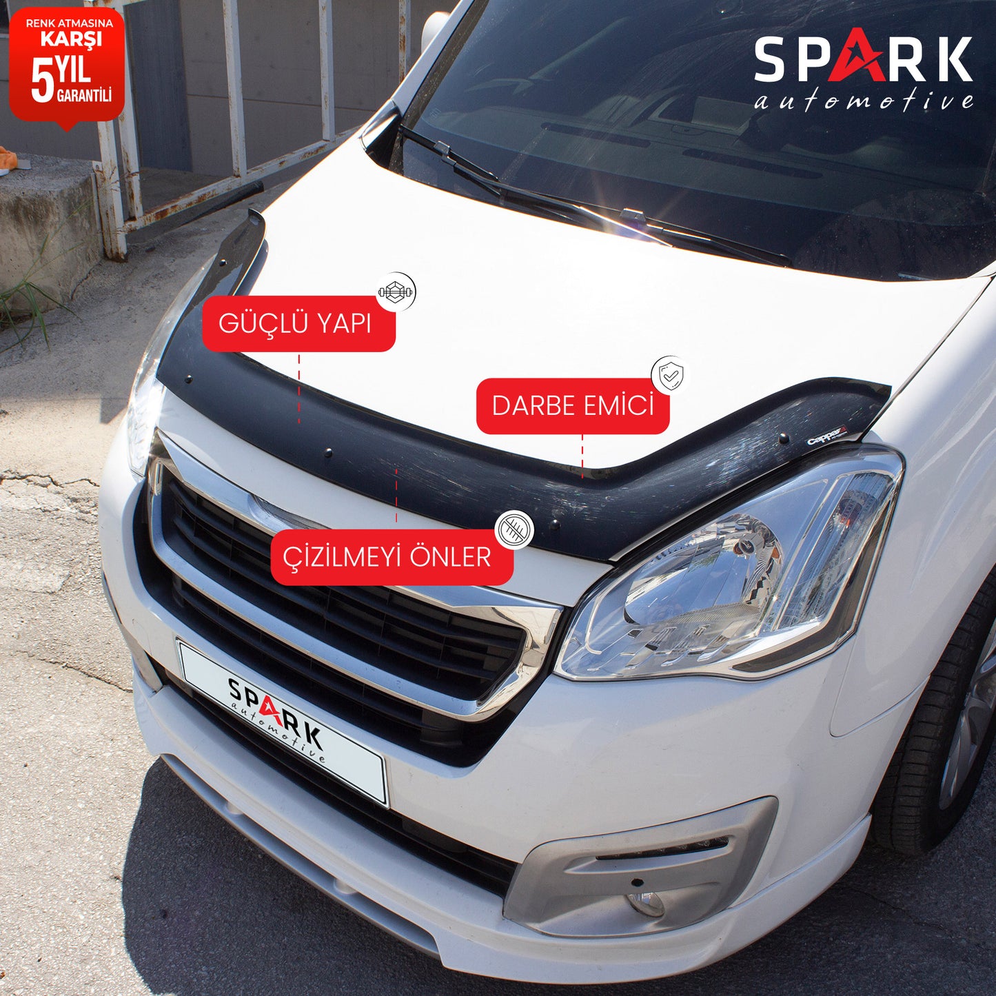 Peugeot Partner Tepee 2015-2018 Yıl Aralığı Uyumlu Ön Kaput Rüzgarlığı 3mm