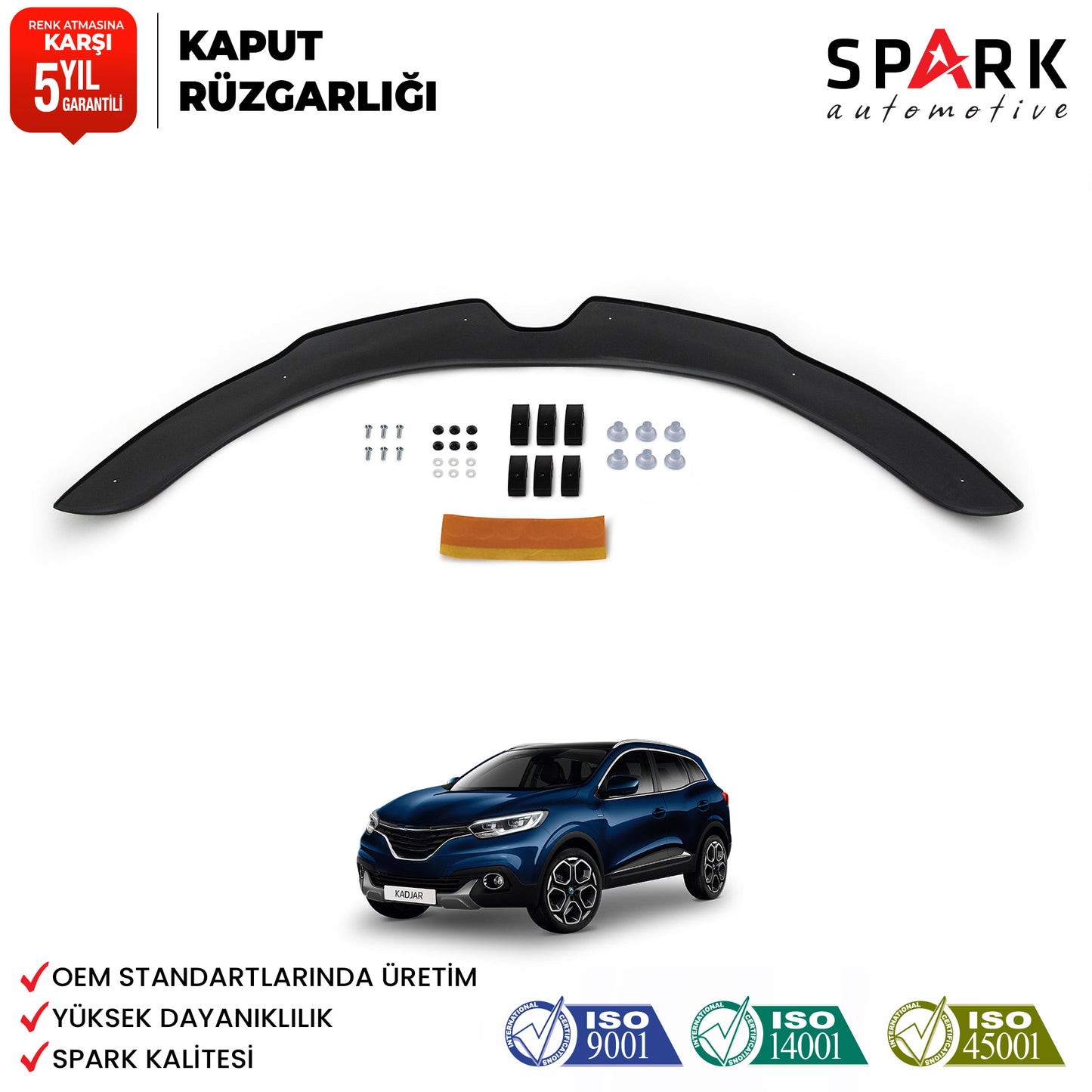 Renault Kadjar 2015- Yılı ve Sonrası Uyumlu Kaput Rüzgarlığı 4mm