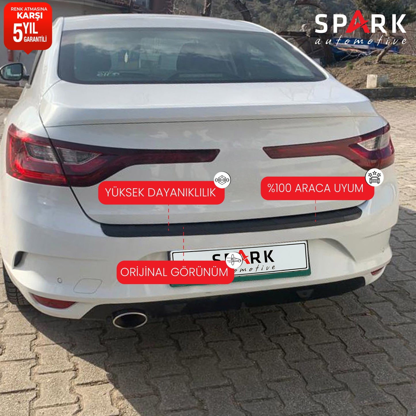 Renault Megane 4 2016- Yılı ve Sonrası Uyumlu Arka Tampon Eşiği Mat
