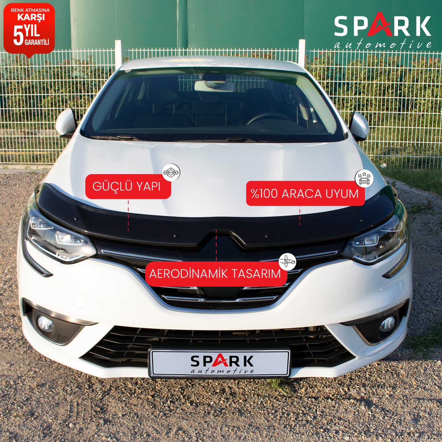 Renault Megane 4 2016- Yılı ve Sonrası Uyumlu Kaput Rüzgarlığı 3mm