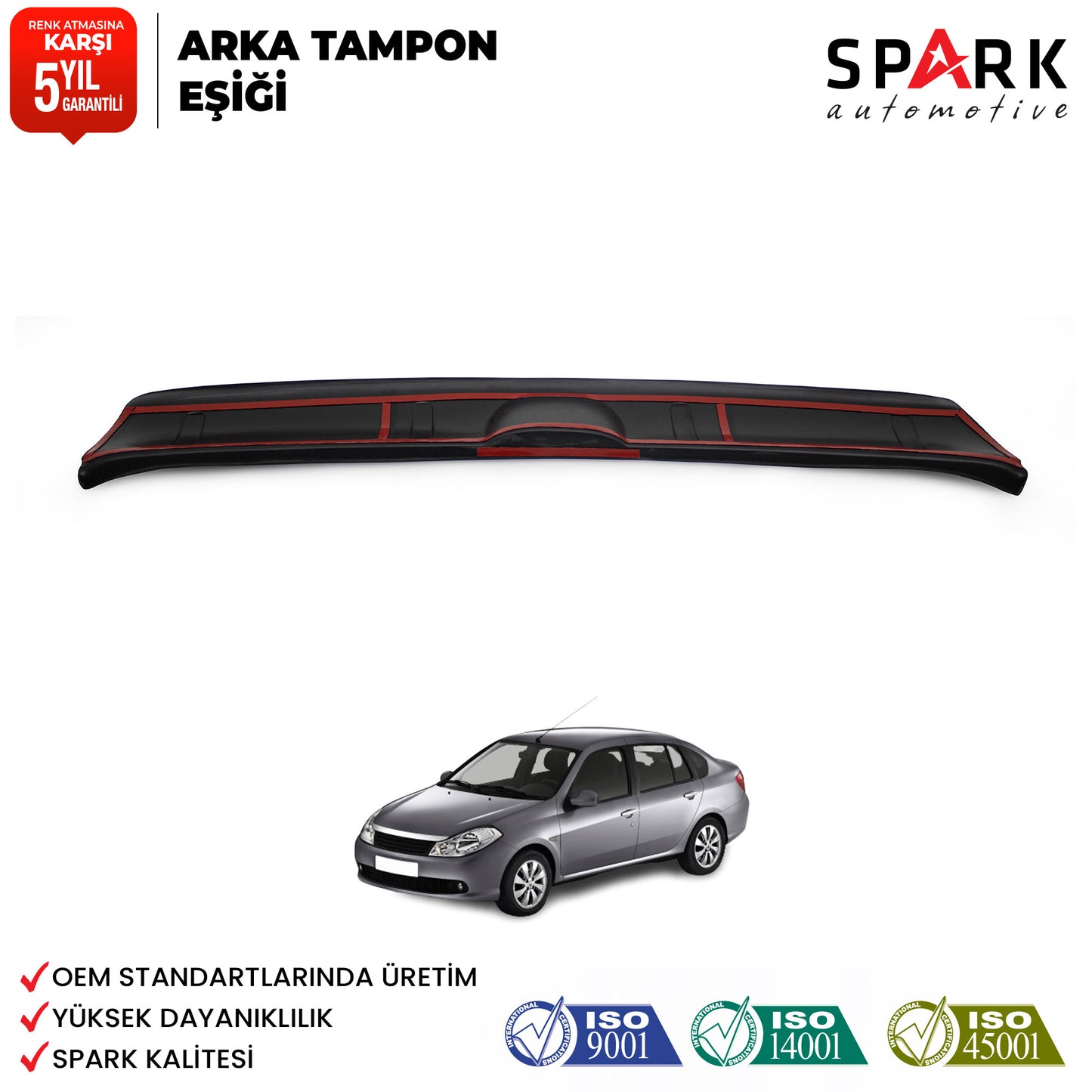 Renault Symbol 2009-2013 Yıl Aralığı Uyumlu Arka Tampon Eşiği Mat