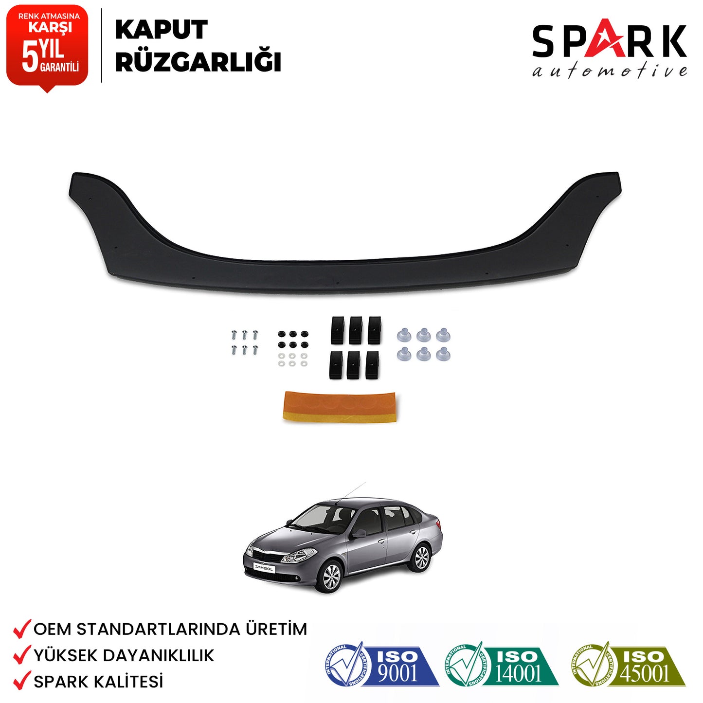 Renault Symbol 2009-2013 Yıl Aralığı Uyumlu Kaput Rüzgarlığı 3mm