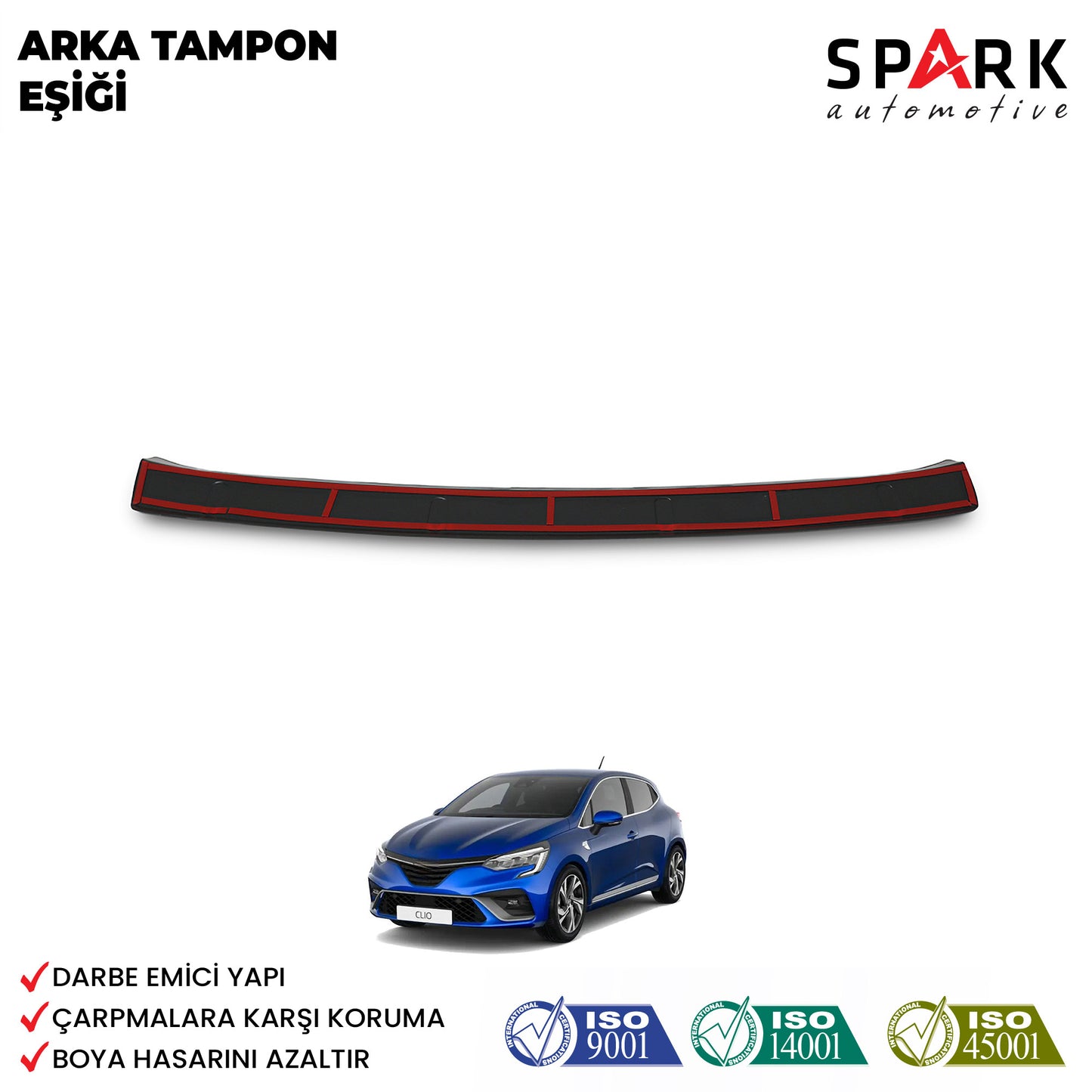 Renault Clio 5 2020- Yılı ve Sonrası Uyumlu Arka Tampon Eşiği Parlak