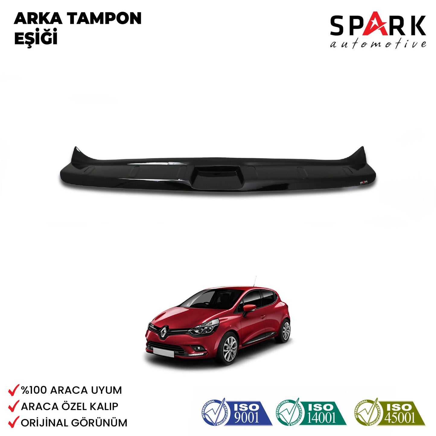 Renault Clio 4 2012-2020 Yıl Aralığı Uyumlu Arka Tampon Eşiği Parlak