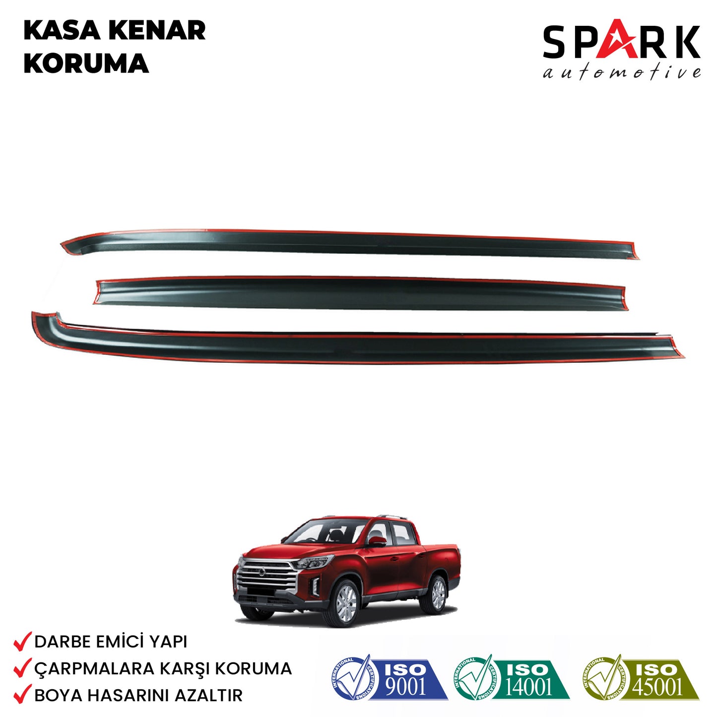 Ssangyong Musso 2018-2021 Yıl Aralığı Uyumlu Kasa Kenar Koruma 3 Parça