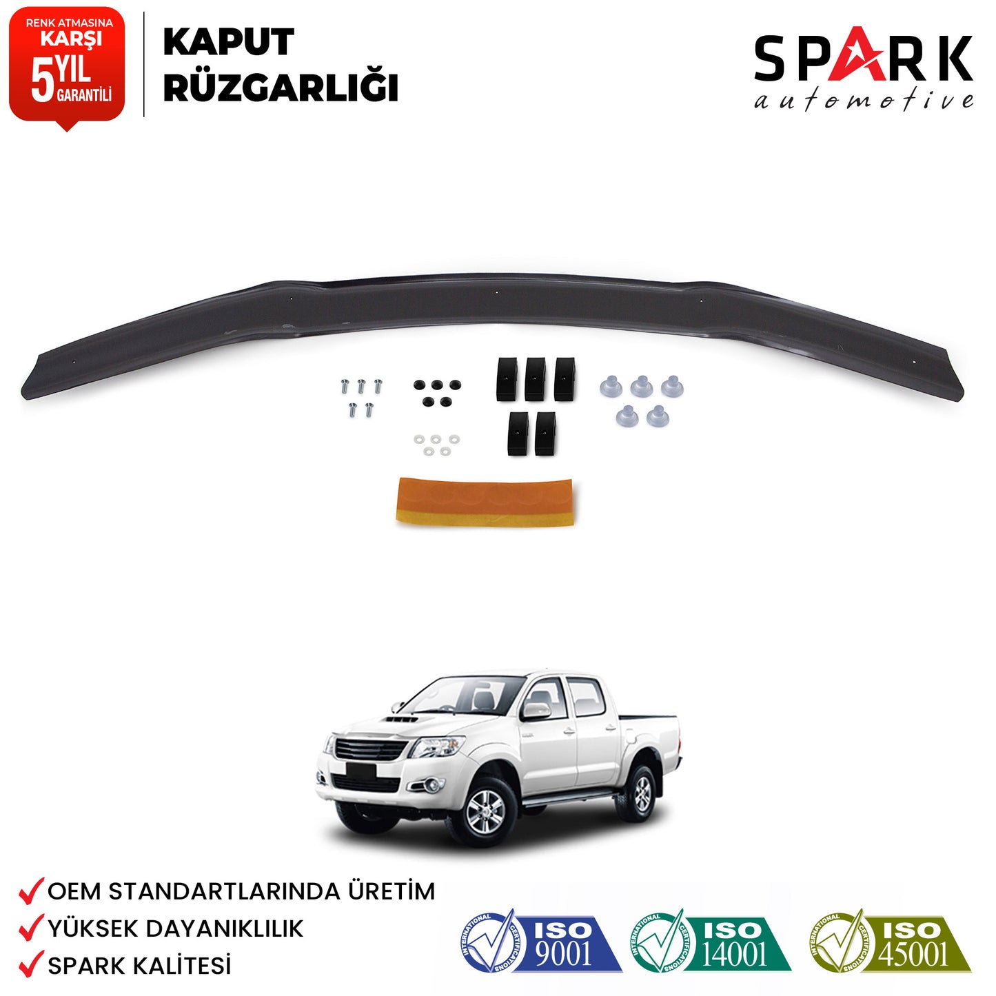 Toyota Hilux 2012-2015 Yıl Aralığı Uyumlu Kaput Rüzgarlığı 3mm