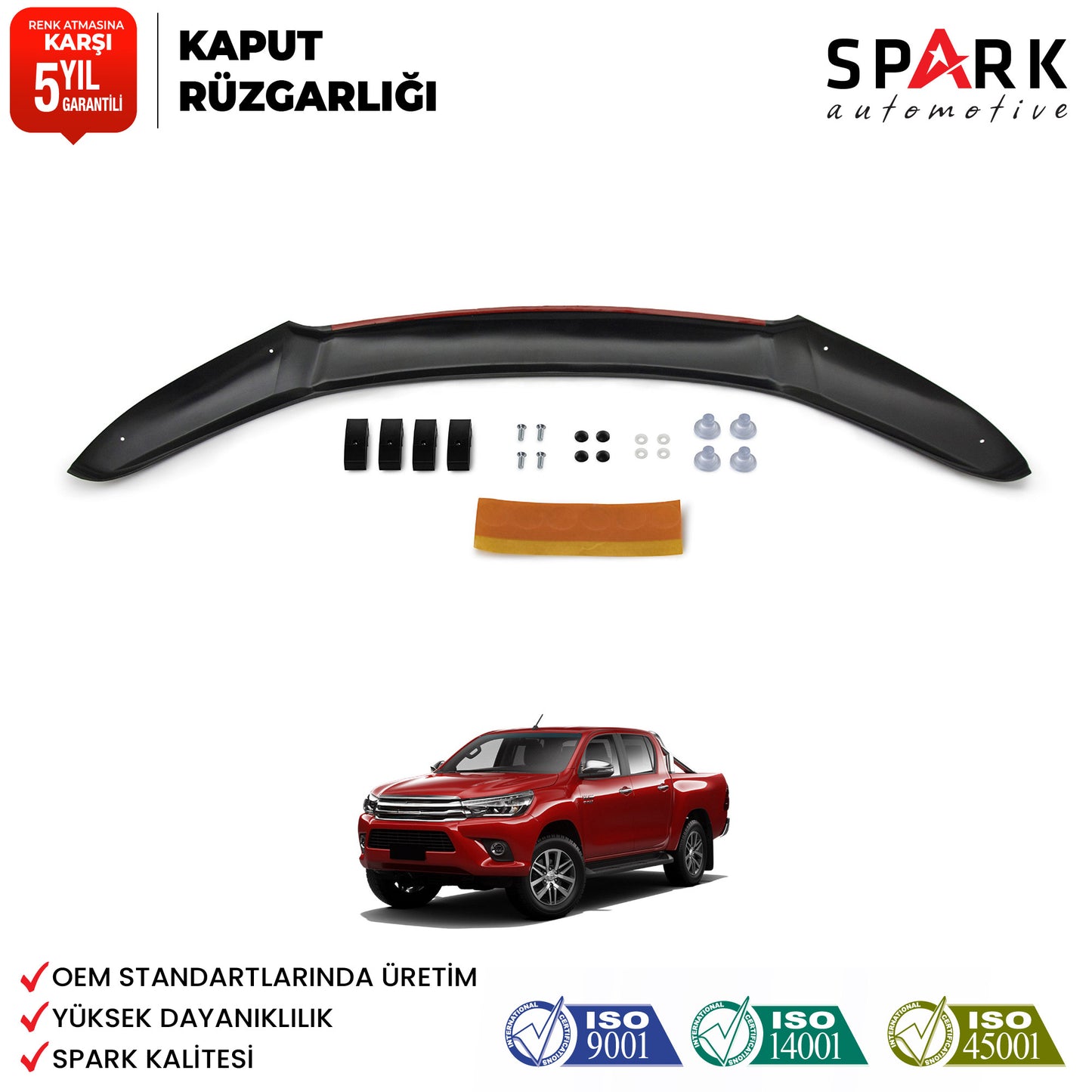 Toyota Hilux 2015-2020 Yıl Aralığı Uyumlu Kaput Rüzgarlığı 3mm