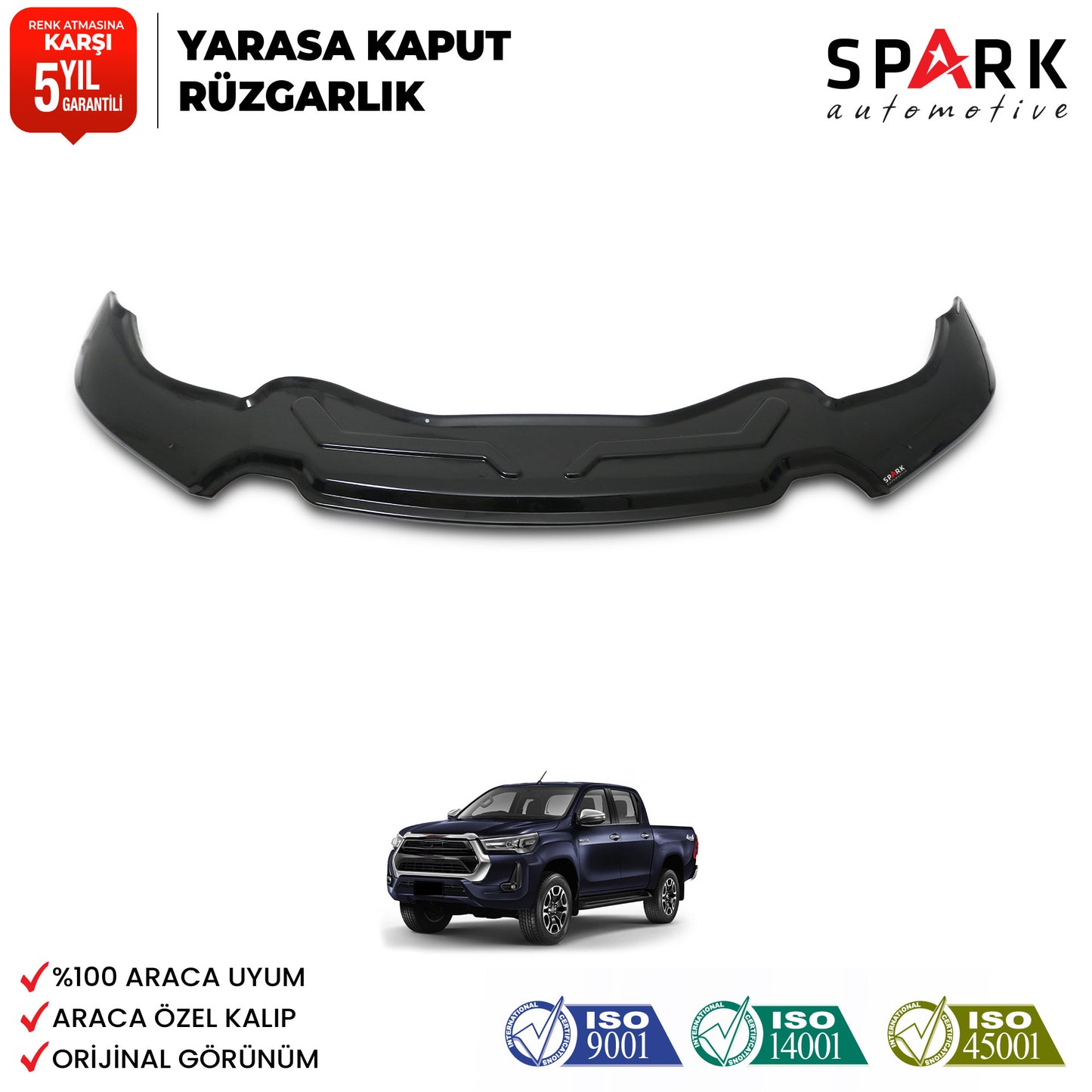 Toyota Hilux 2021- Yılı ve Sonrası Uyumlu Yarasa Kaput Rüzgarlığı