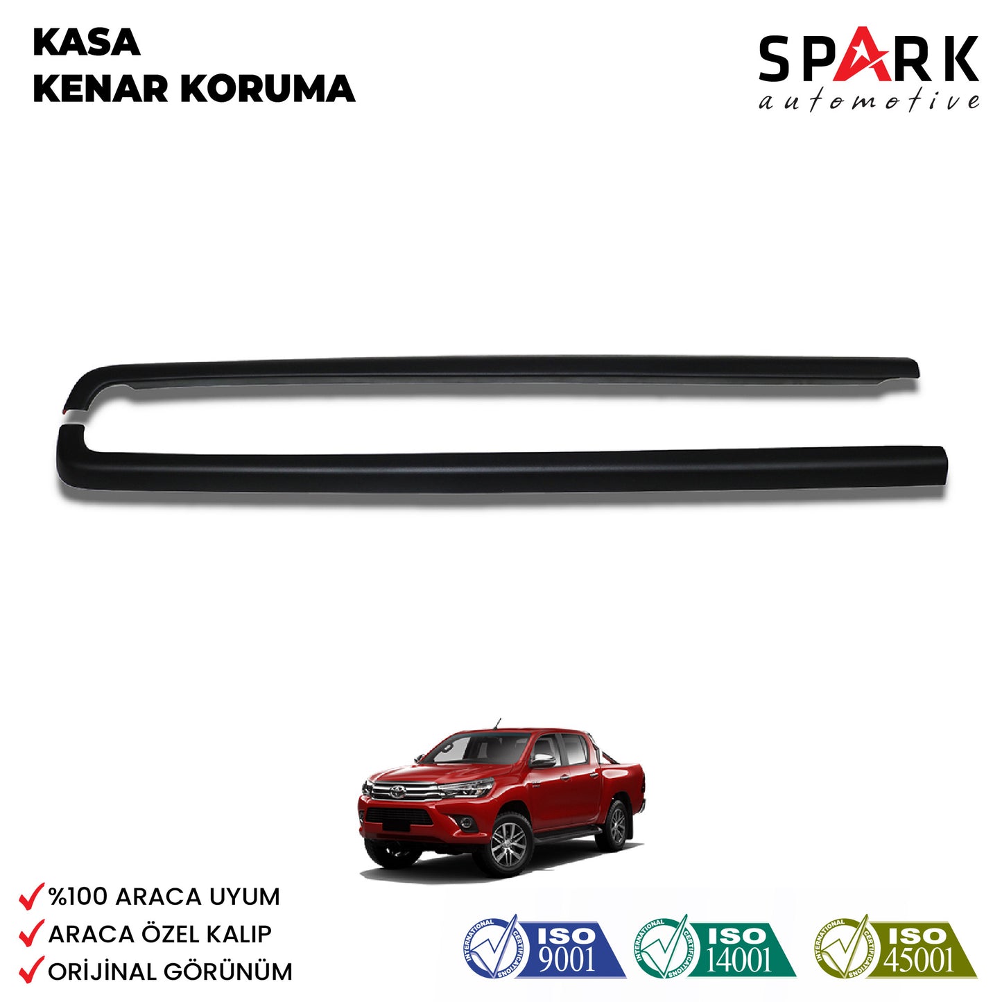 Toyota Hilux 2021- Yılı ve Sonrası Uyumlu Kasa Kenar Koruma 2 Parça