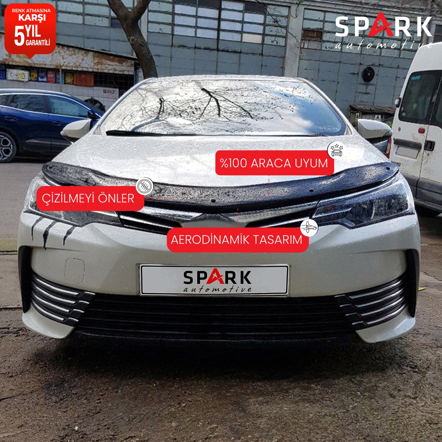 Toyata Corolla 2013-2018 Yıl Aralığı Uyumlu Kaput Rüzgarlığı 3mm