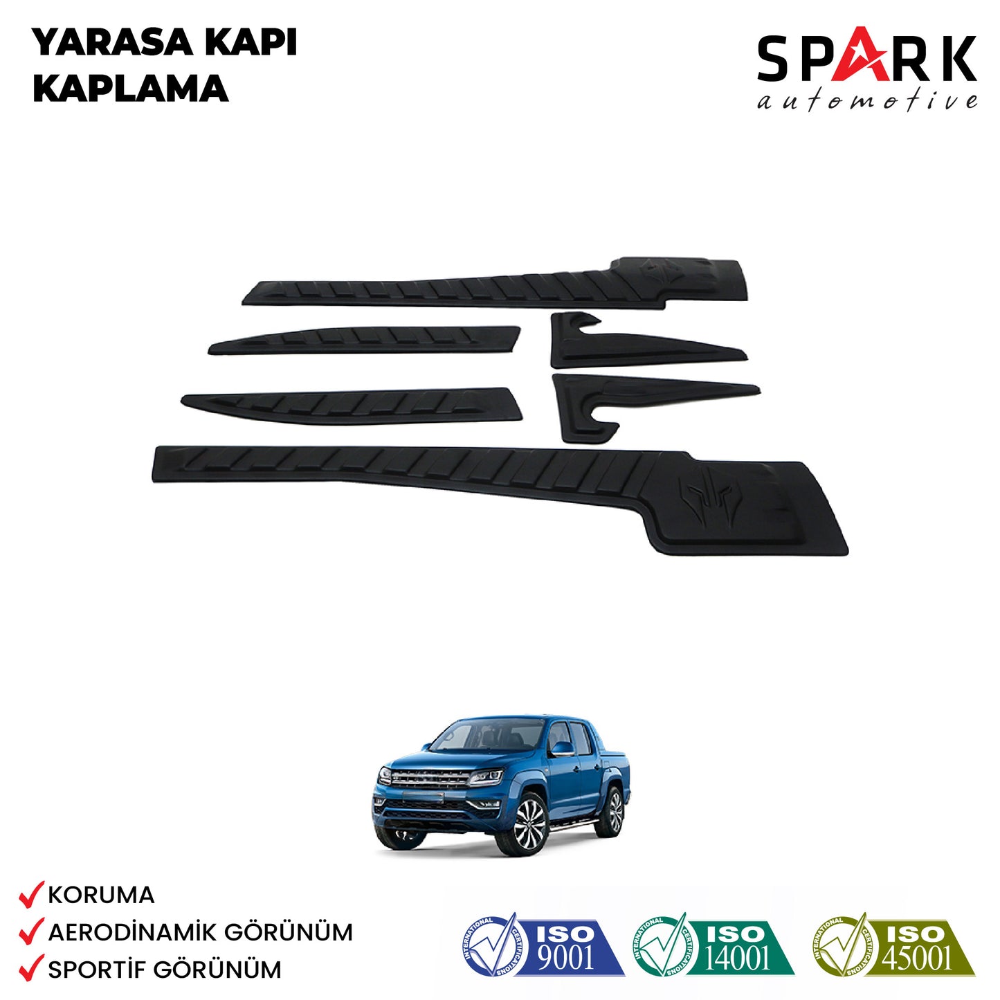 Volkswagen Amarok 2010-2022 Yıl Aralığı Uyumlu Yarasa Kapı Kaplama 6 Parça