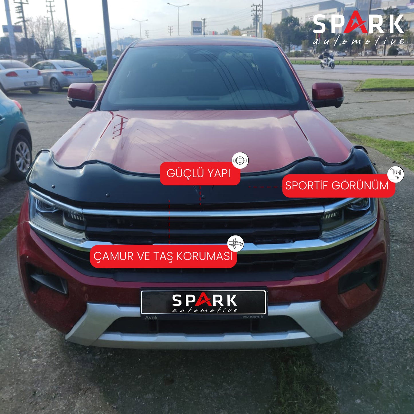 Volkswagen Amarok 2023- Yılı ve Sonrası Uyumlu Yarasa Kaput Rüzgarlığı