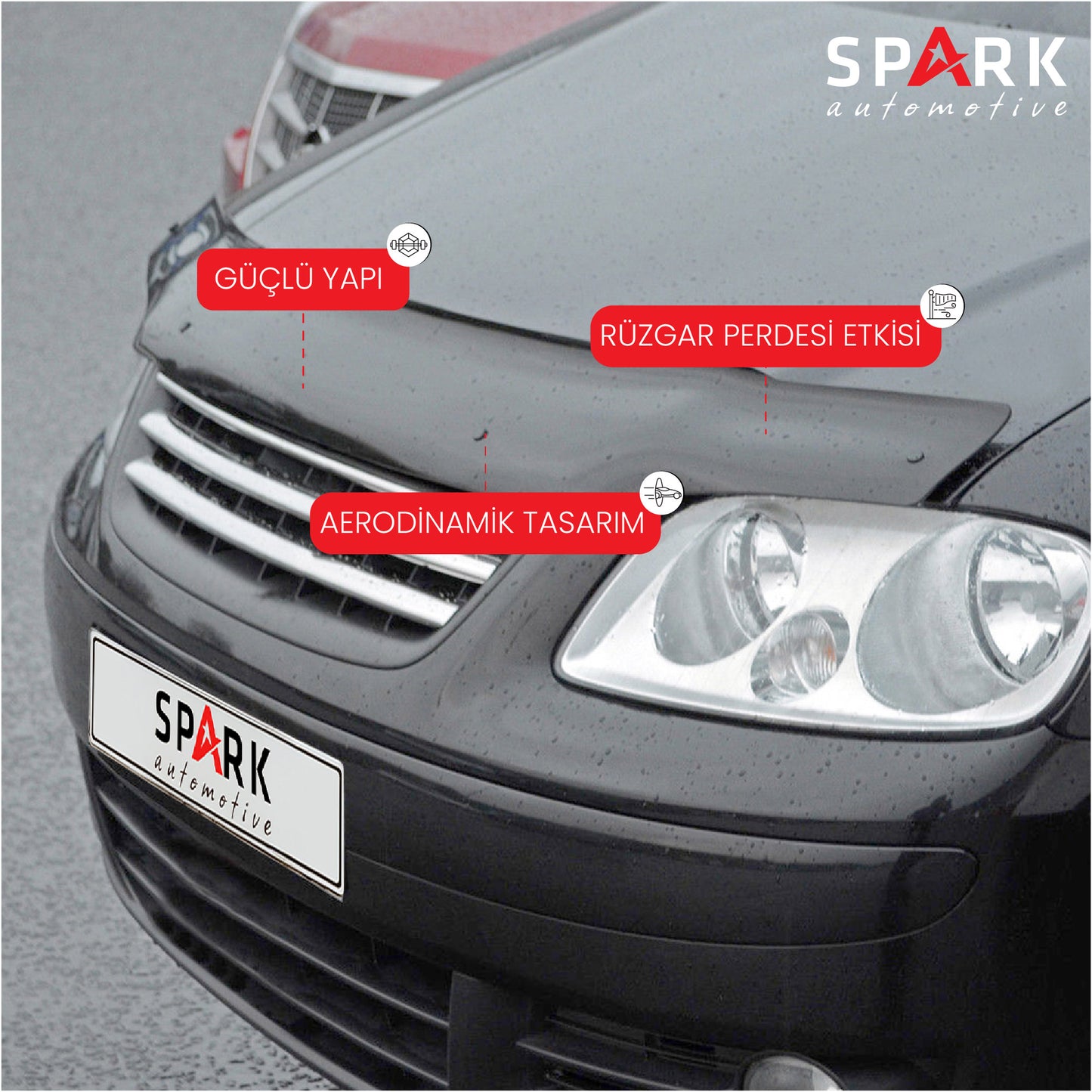Volkswagen Caddy 2004-2010 Yıl Aralığı Uyumlu Kaput Rüzgarlığı 4mm