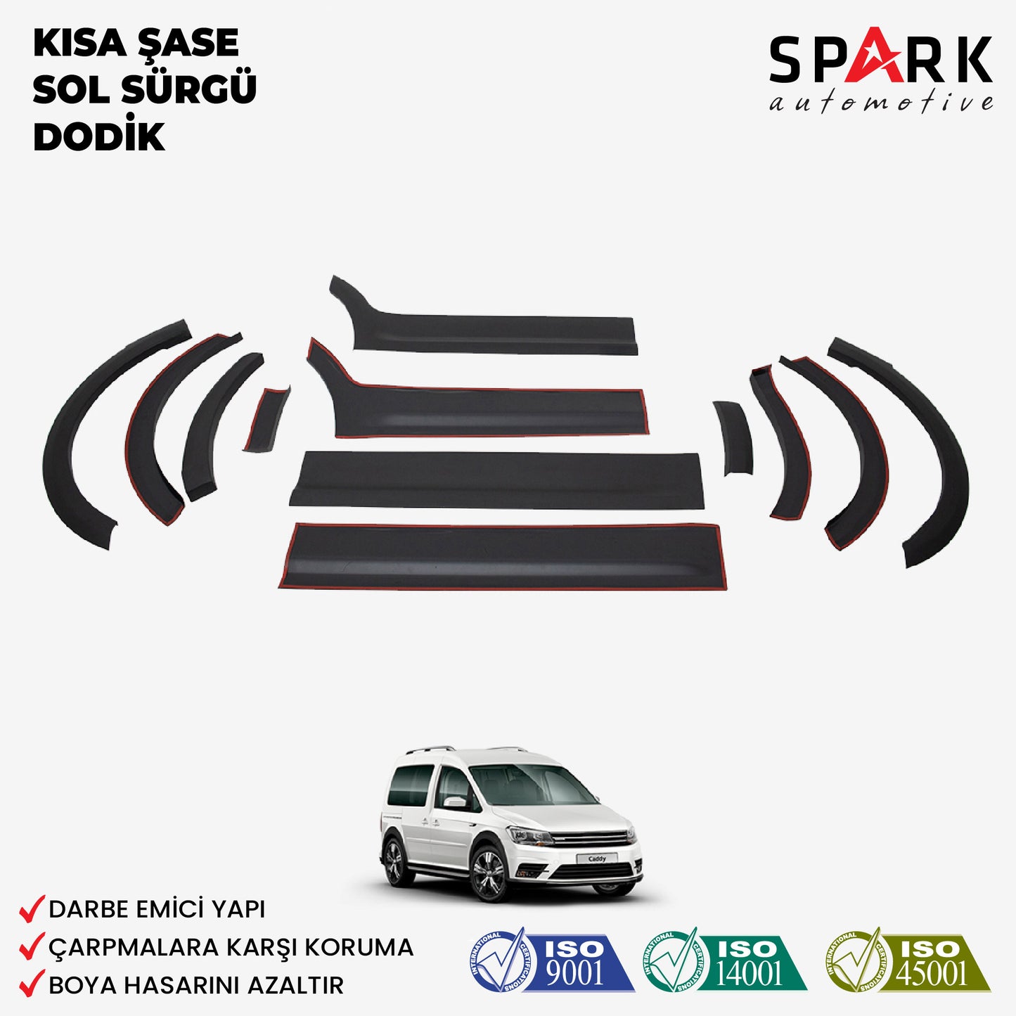 Volkswagen Caddy 2015-2020 Yıl Aralığı Uyumlu Kısa Şase Sol Sürgü Dodik Seti 12 Parça