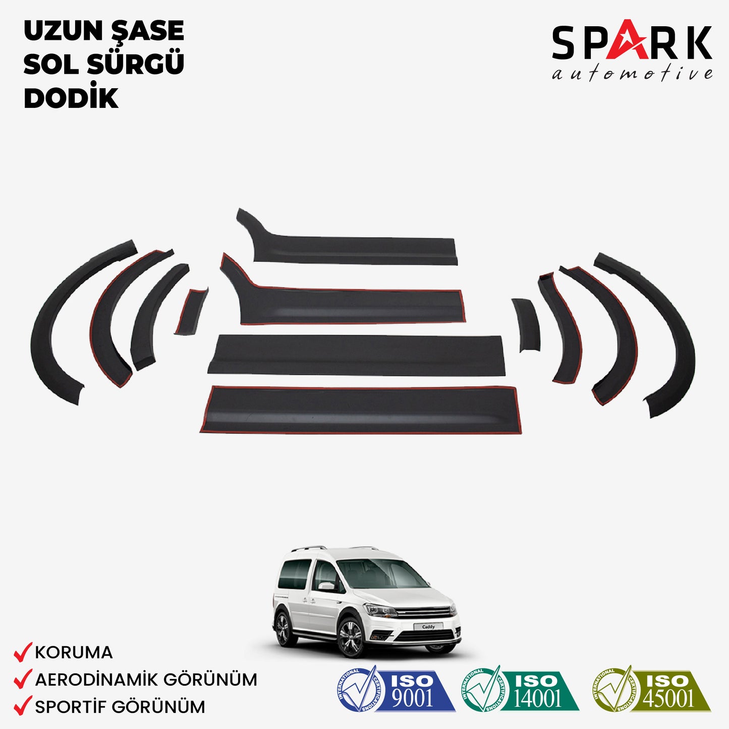 Volkswagen Caddy 2015-2020 Yıl Aralığı Uyumlu Uzun Şase Sol Sürgü Dodik Seti 12 Parça