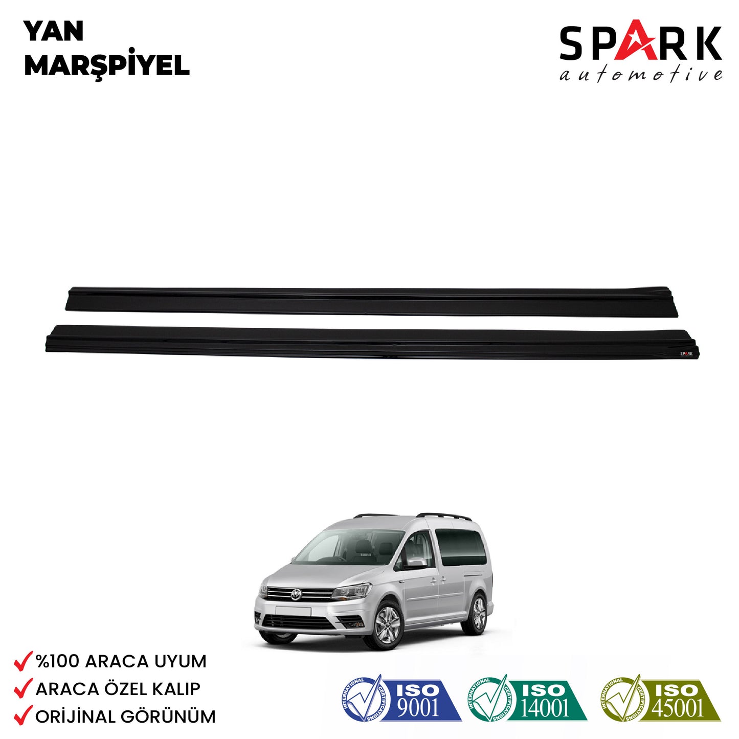 Volkswagen Caddy 2015-2020 Yıl Aralığı Uyumlu Yan Marşpiyel 2 Parça