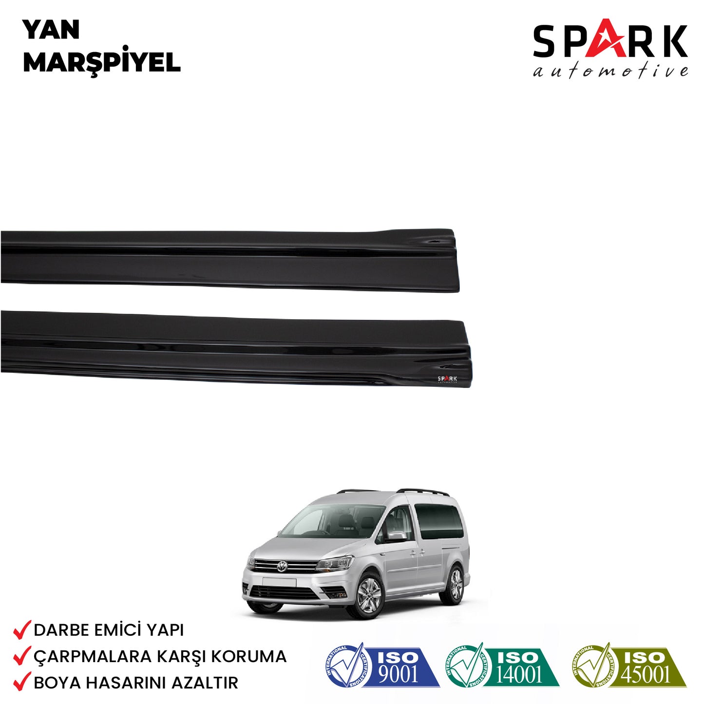 Volkswagen Caddy 2015-2020 Yıl Aralığı Uyumlu Yan Marşpiyel 2 Parça