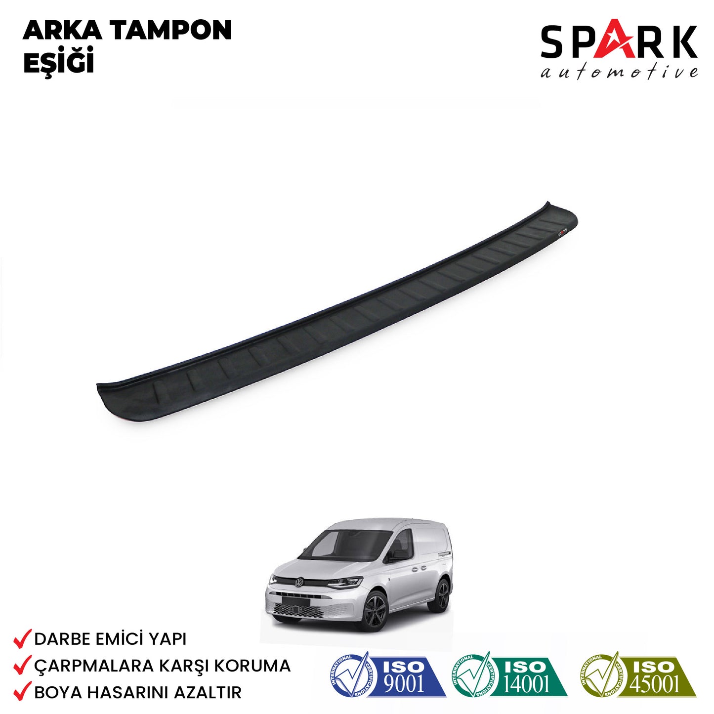 Volkswagen Caddy 2021- Yılı ve Sonrası Uyumlu Arka Tampon Eşiği Mat