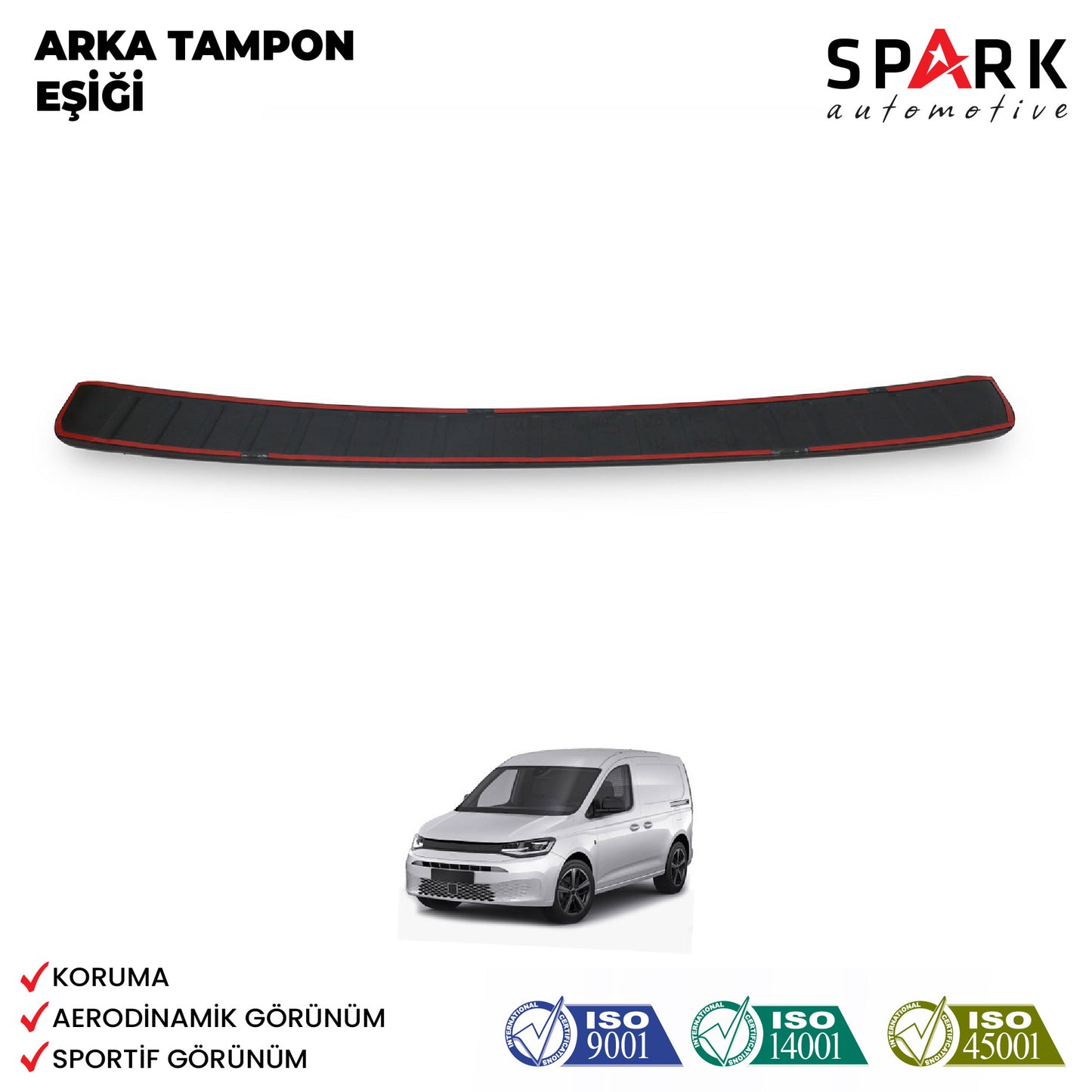 Volkswagen Caddy 2021- Yılı ve Sonrası Uyumlu Arka Tampon Eşiği Mat