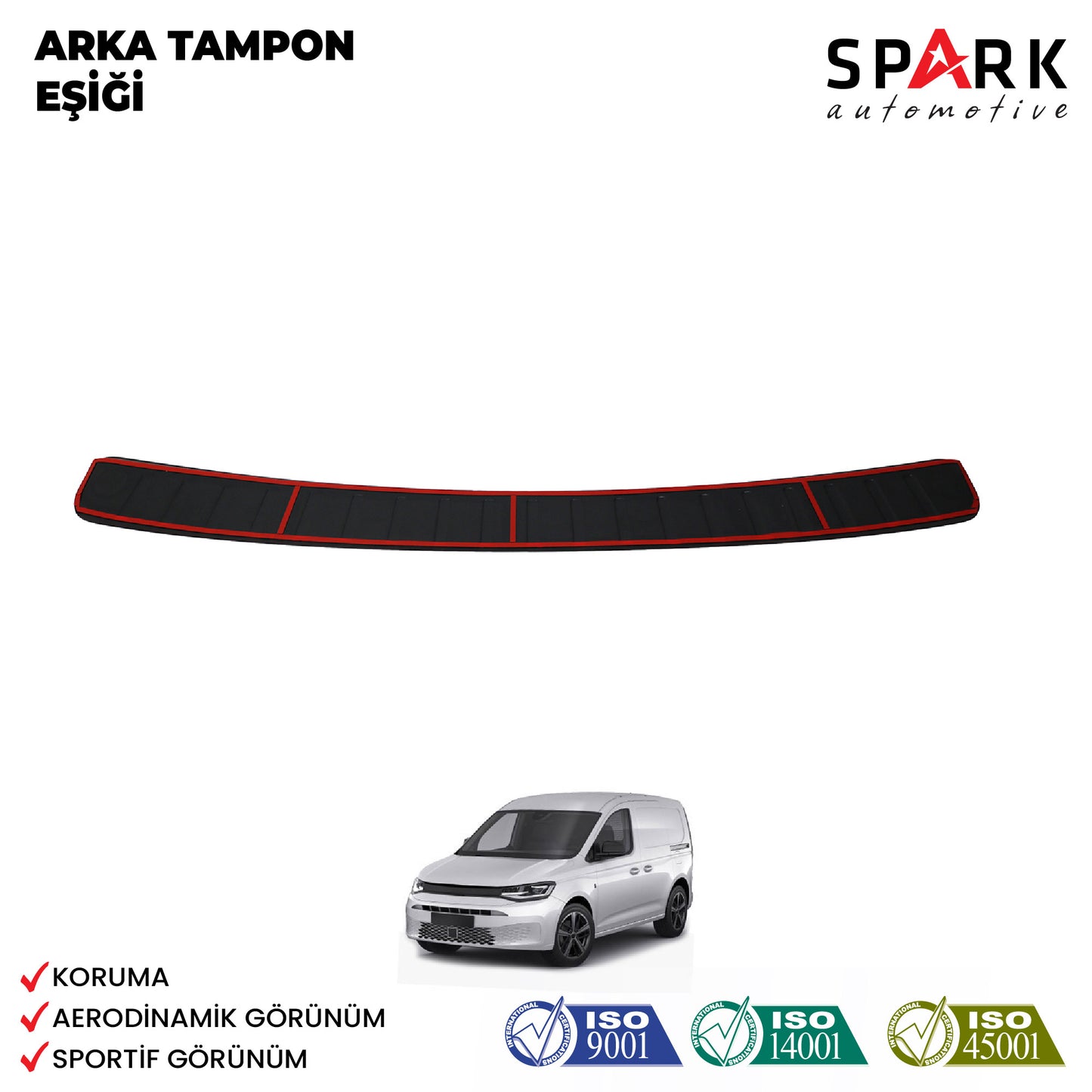 Volkswagen Caddy 2021- Yılı ve Sonrası Uyumlu Arka Tampon Eşiği Parlak