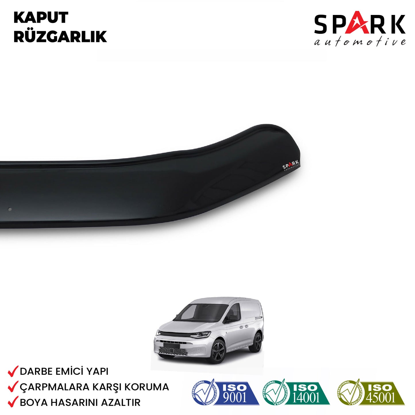 Volkswagen Caddy 2021- Yılı ve Sonrası Uyumlu Kaput Rüzgarlığı 3mm