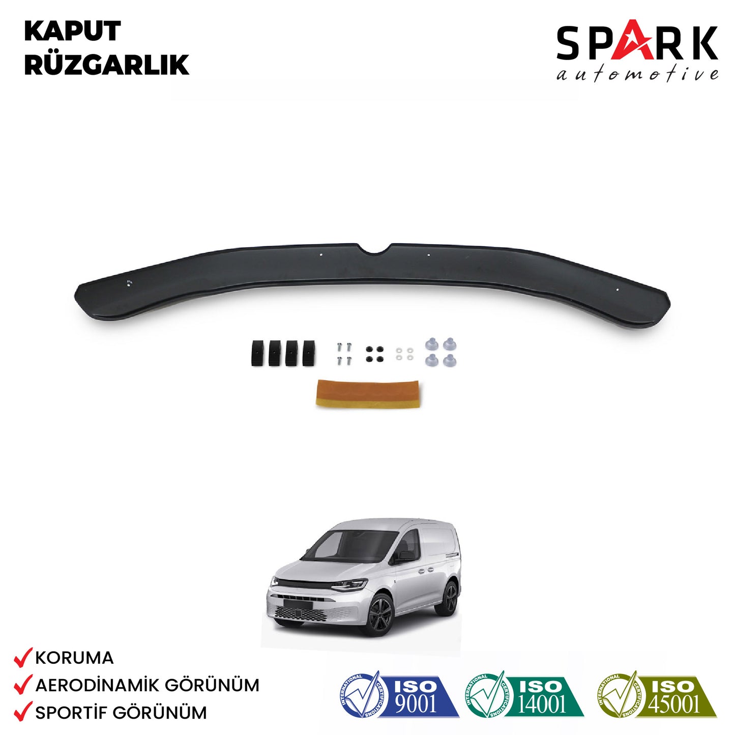 Volkswagen Caddy 2021- Yılı ve Sonrası Uyumlu Kaput Rüzgarlığı 3mm