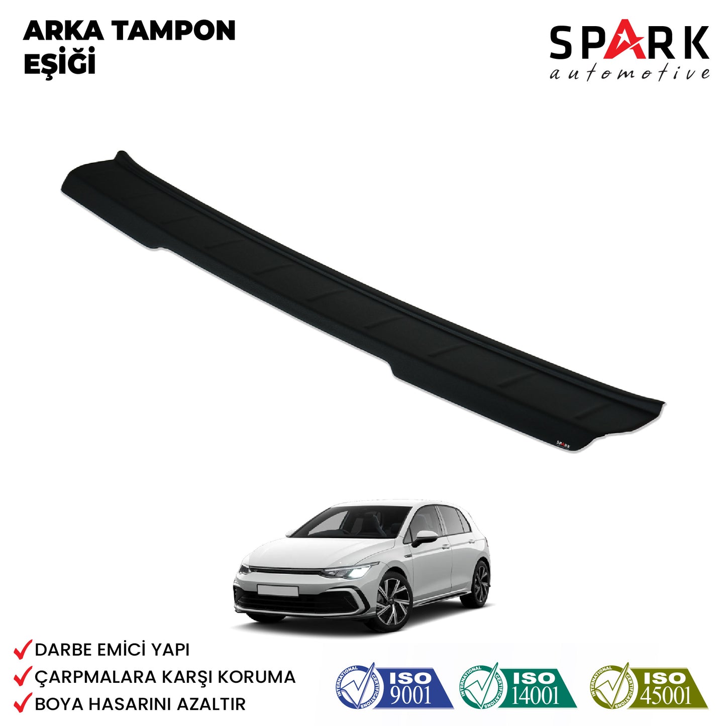 Volkswagen Golf 8 2021- Yılı ve Sonrası Uyumlu Arka Tampon Eşiği Mat