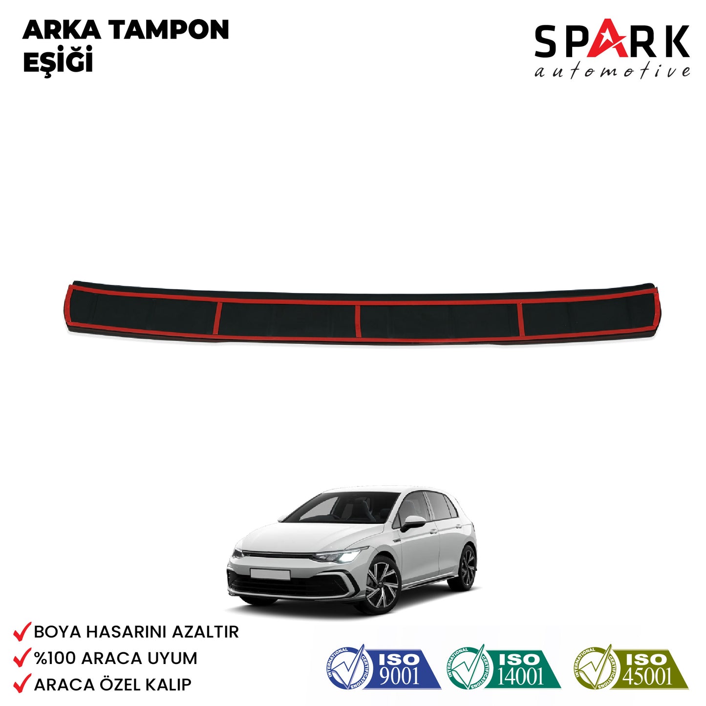 Volkswagen Golf 8 2021- Yılı ve Sonrası Uyumlu Arka Tampon Eşiği Mat