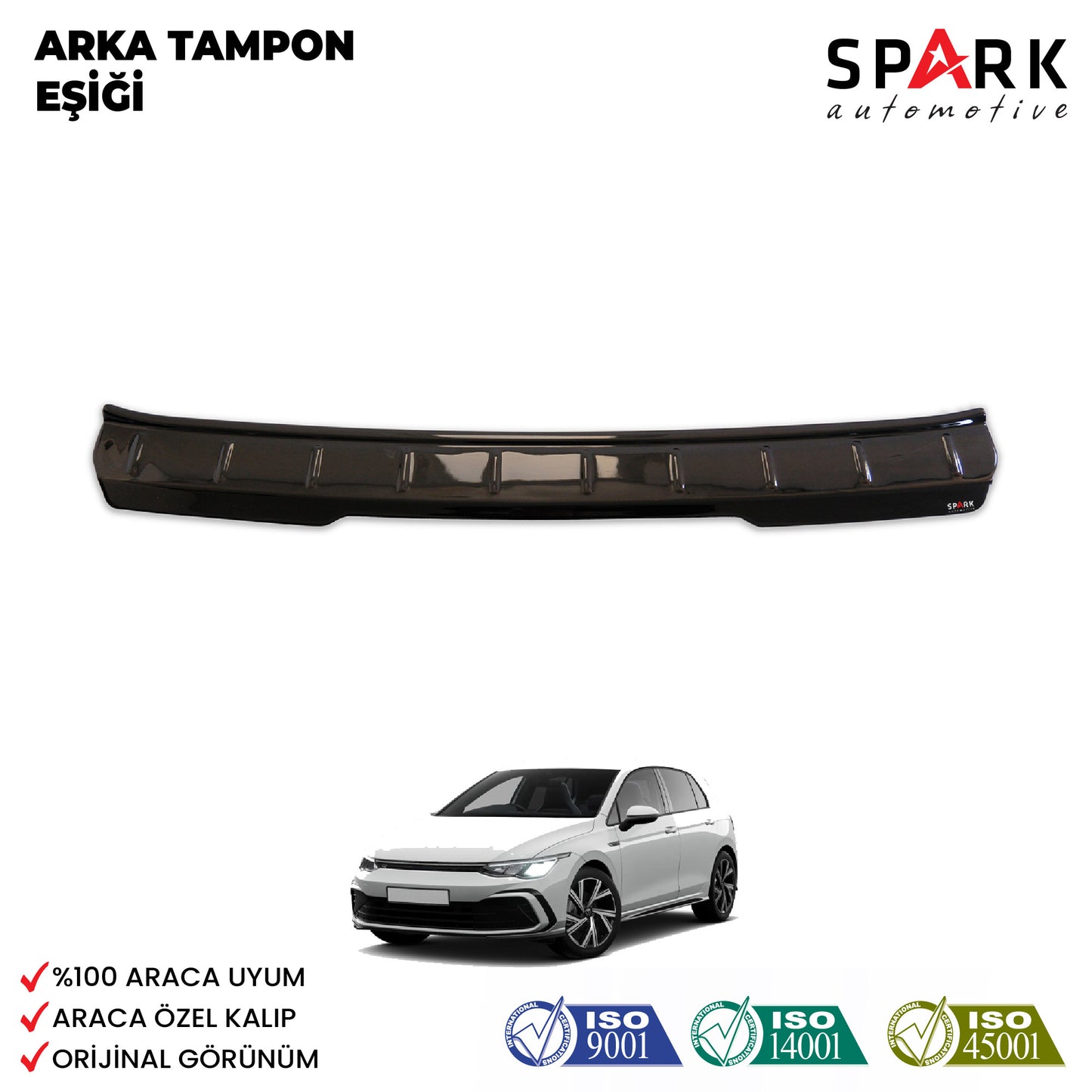 Volkswagen Golf 8 2021- Yılı ve Sonrası Uyumlu Arka Tampon Eşiği Parlak