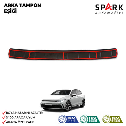 Volkswagen Golf 8 2021- Yılı ve Sonrası Uyumlu Arka Tampon Eşiği Parlak