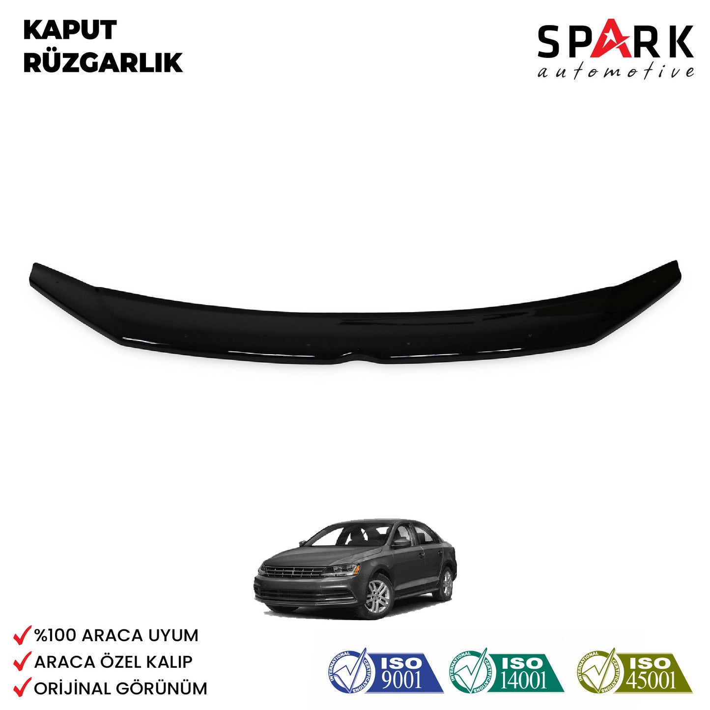 Volkswagen Jetta 2011-2019 Yıl Aralığı Uyumlu Kaput Rüzgarlığı 4mm