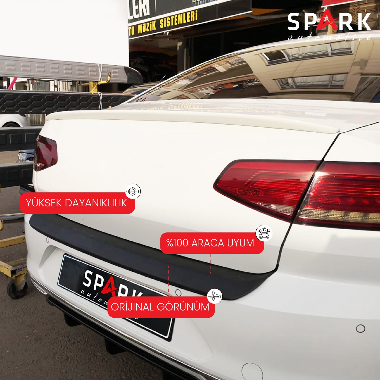 Volkswagen Passat 2015- Yılı ve Sonrası Uyumlu Arka Tampon Eşiği Mat