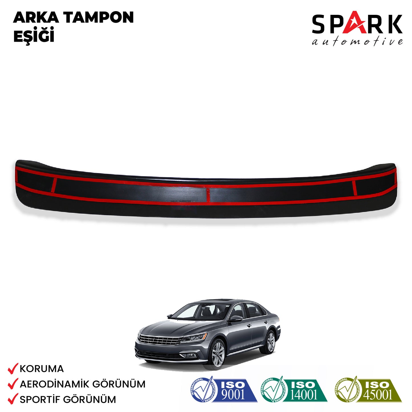 Volkswagen Passat 2015- Yılı ve Sonrası Uyumlu Arka Tampon Eşiği Parlak