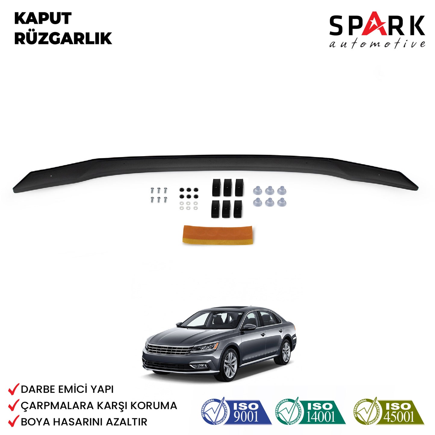 Volkswagen Passat 2015- Yılı ve Sonrası Uyumlu Kaput Rüzgarlığı 3mm