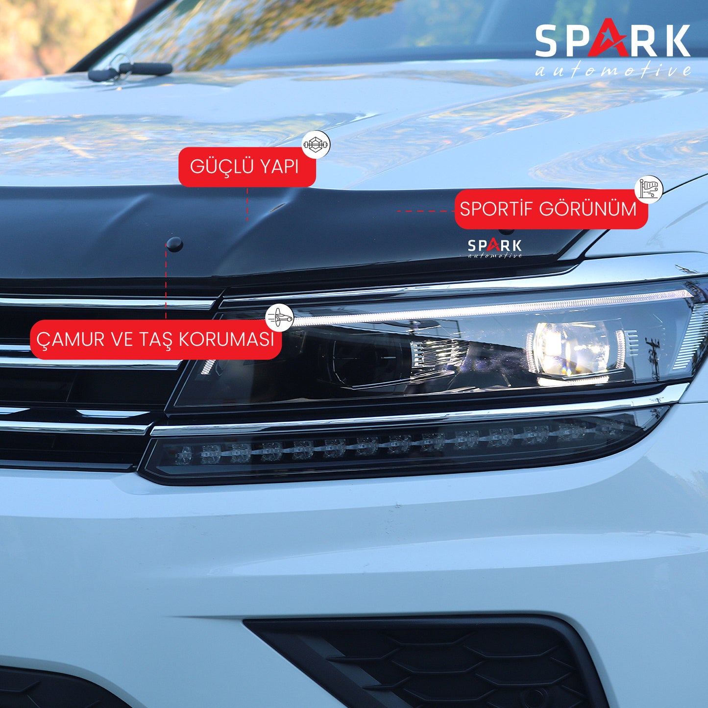 Volkswagen Tiguan 2016- Yılı ve Sonrası Uyumlu Kaput Rüzgarlığı 3mm