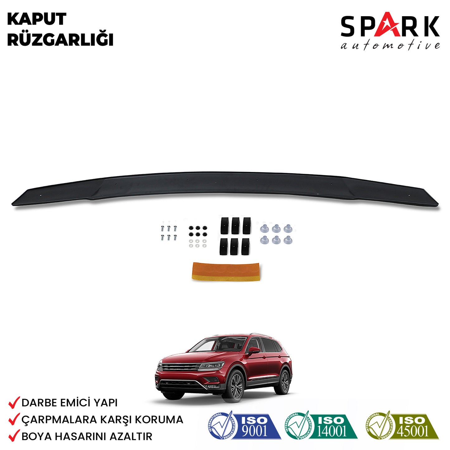Volkswagen Tiguan 2016- Yılı ve Sonrası Uyumlu Kaput Rüzgarlığı 3mm