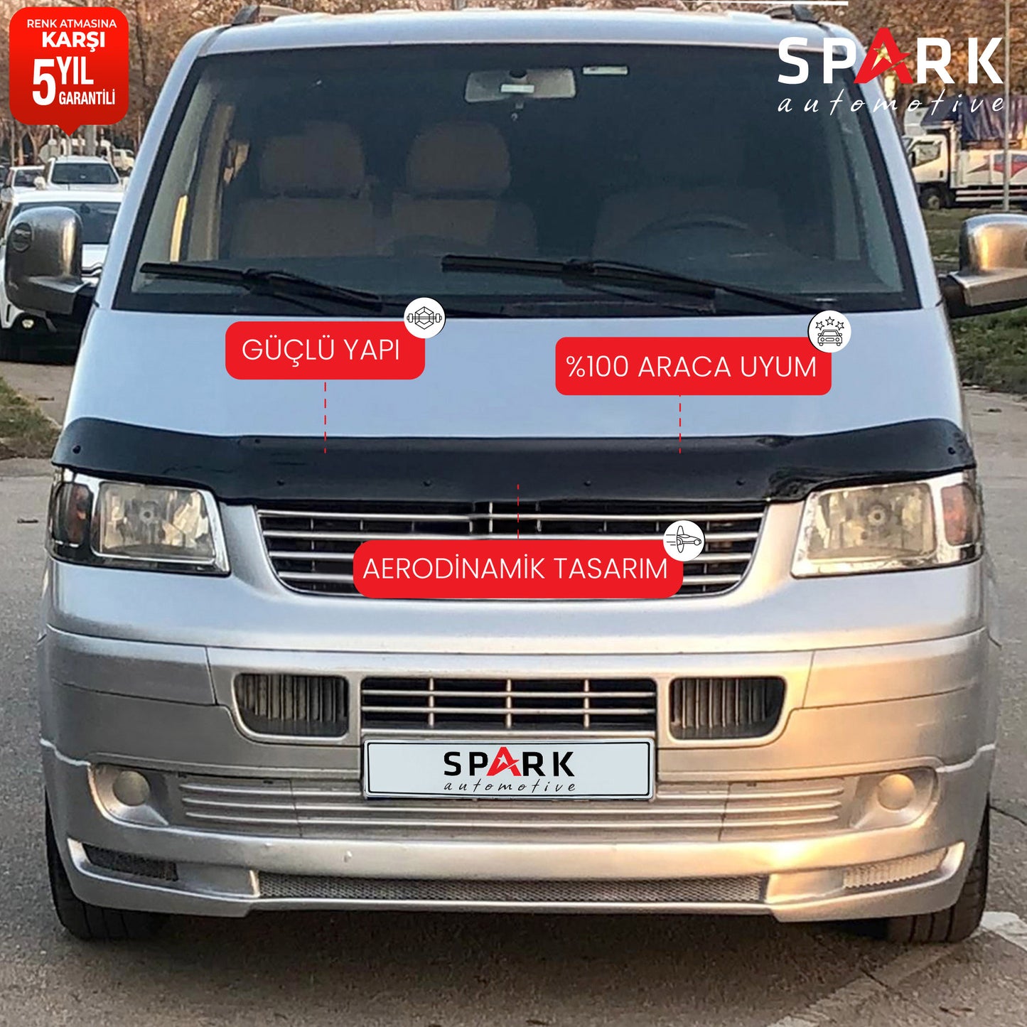 Volkswagen Transporter T5 2003-2009 Yıl Aralığı Uyumlu Kaput Rüzgarlığı 3mm