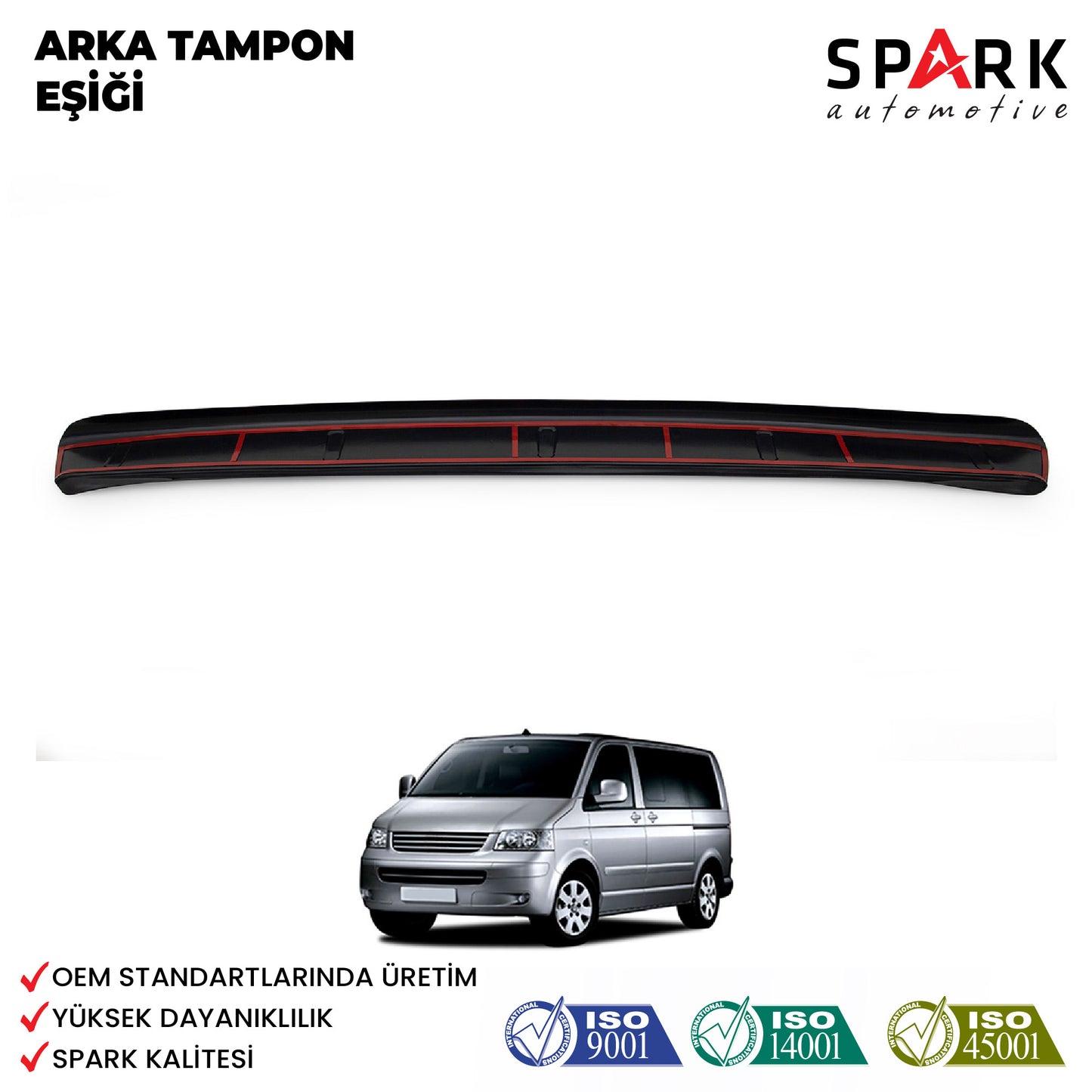 Volkswagen Transporter T5 2003-2009 Yıl Aralığı Uyumlu Arka Tampon Eşiği Parlak