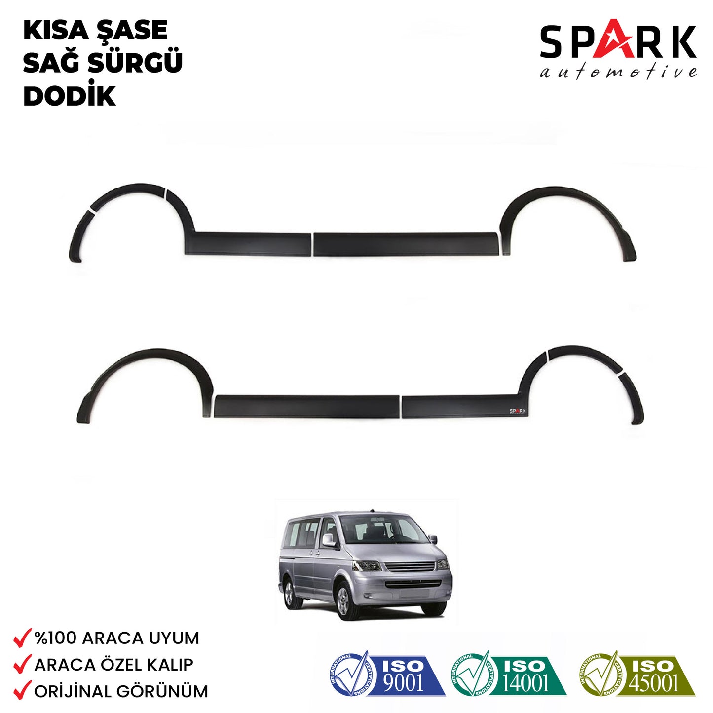 Volkswagen Transporter T5 2003-2009 Yıl Aralığı Uyumlu Kısa Şase Sağ Sürgü Dodik Seti 11 Parça