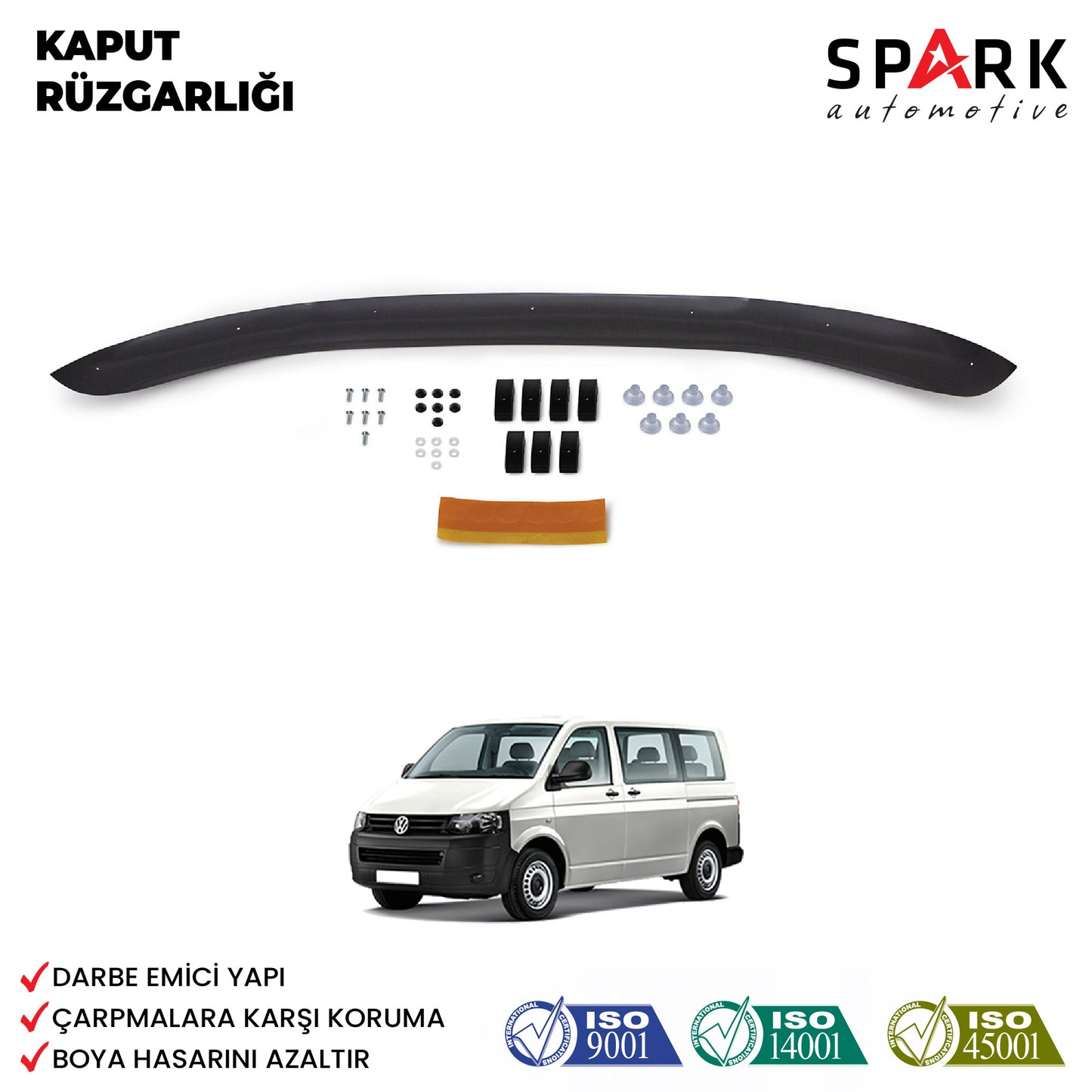 Volkswagen Transporter T5 2009-2014 Yıl Aralığı Uyumlu Kaput Rüzgarlığı 4mm