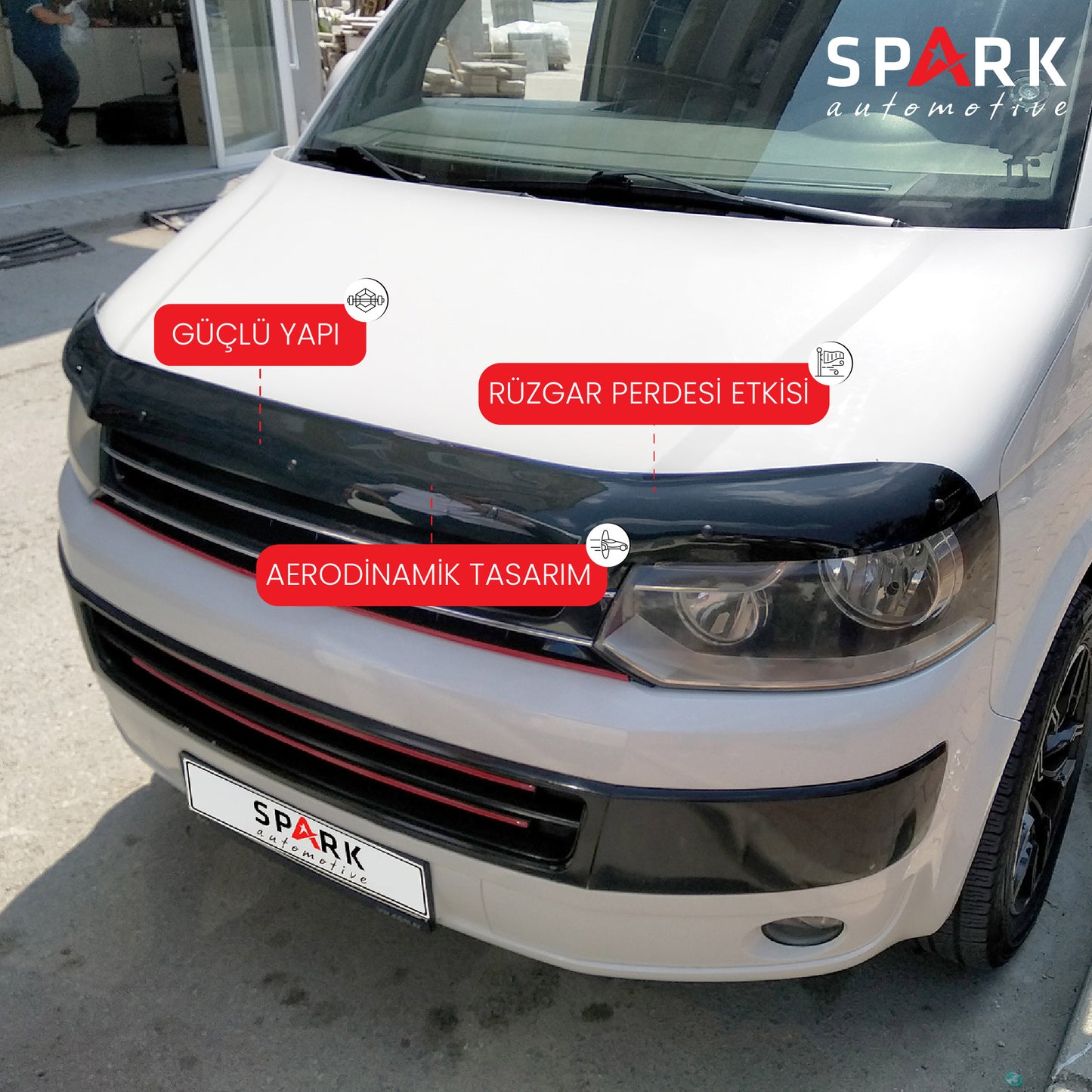 Volkswagen Transporter T5 2009-2014 Yıl Aralığı Uyumlu Kaput Rüzgarlığı 4mm