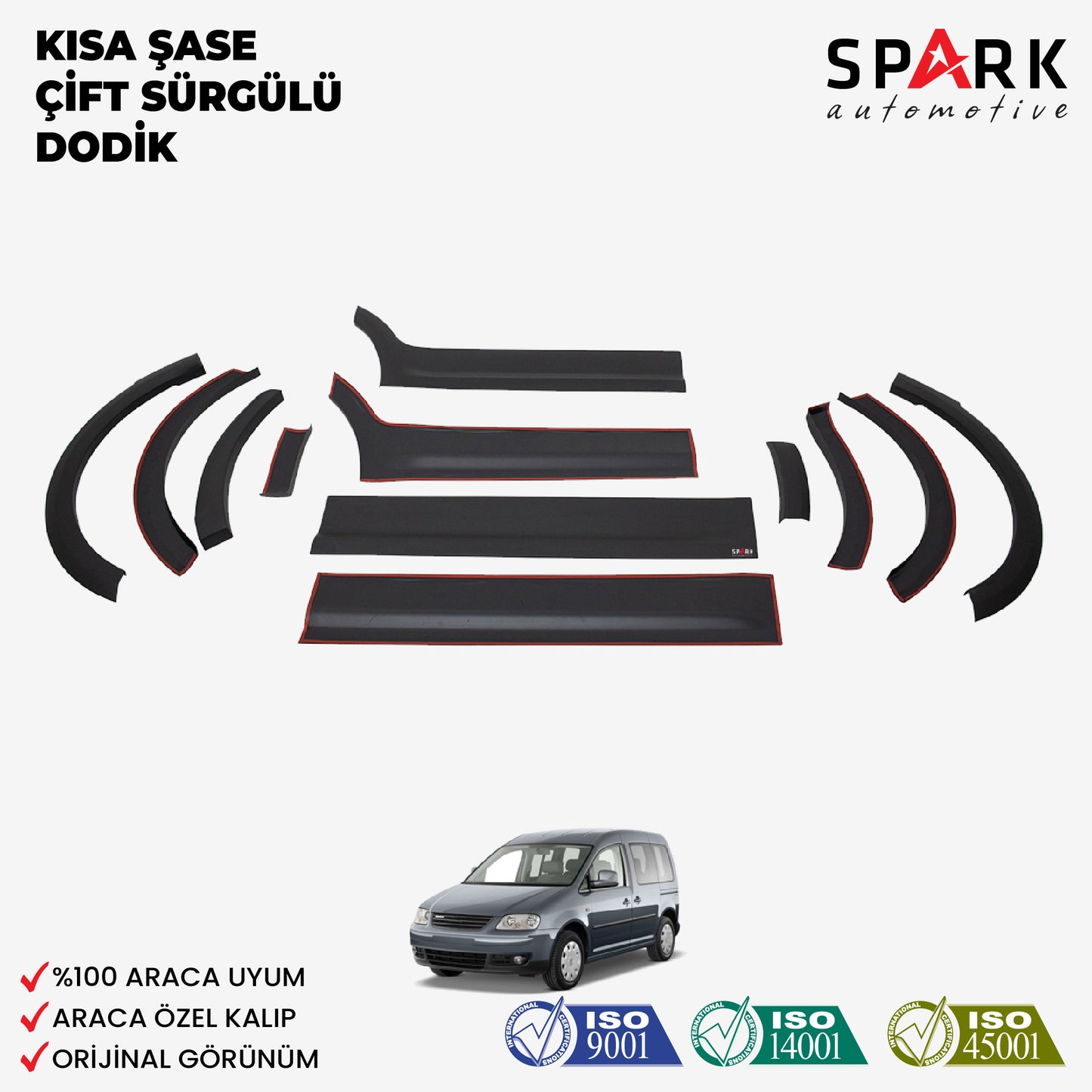 Volkswagen Caddy 2004-2010 Yıl Aralığı Uyumlu Kısa Şase Çift Sürgü Dodik Seti 12 Parça