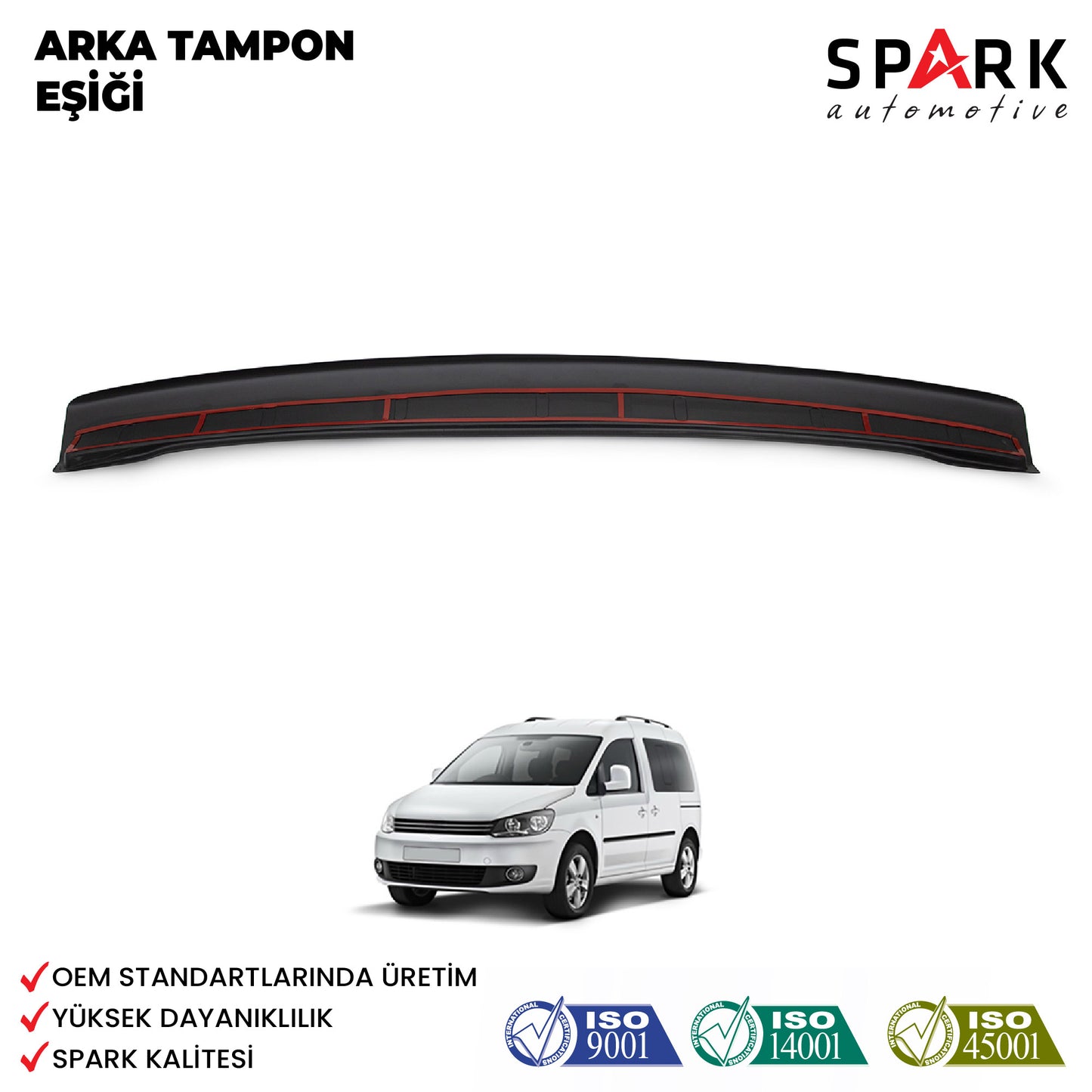 Volkswagen Caddy 2010-2015 Yıl Aralığı Uyumlu Arka Tampon Eşiği Parlak