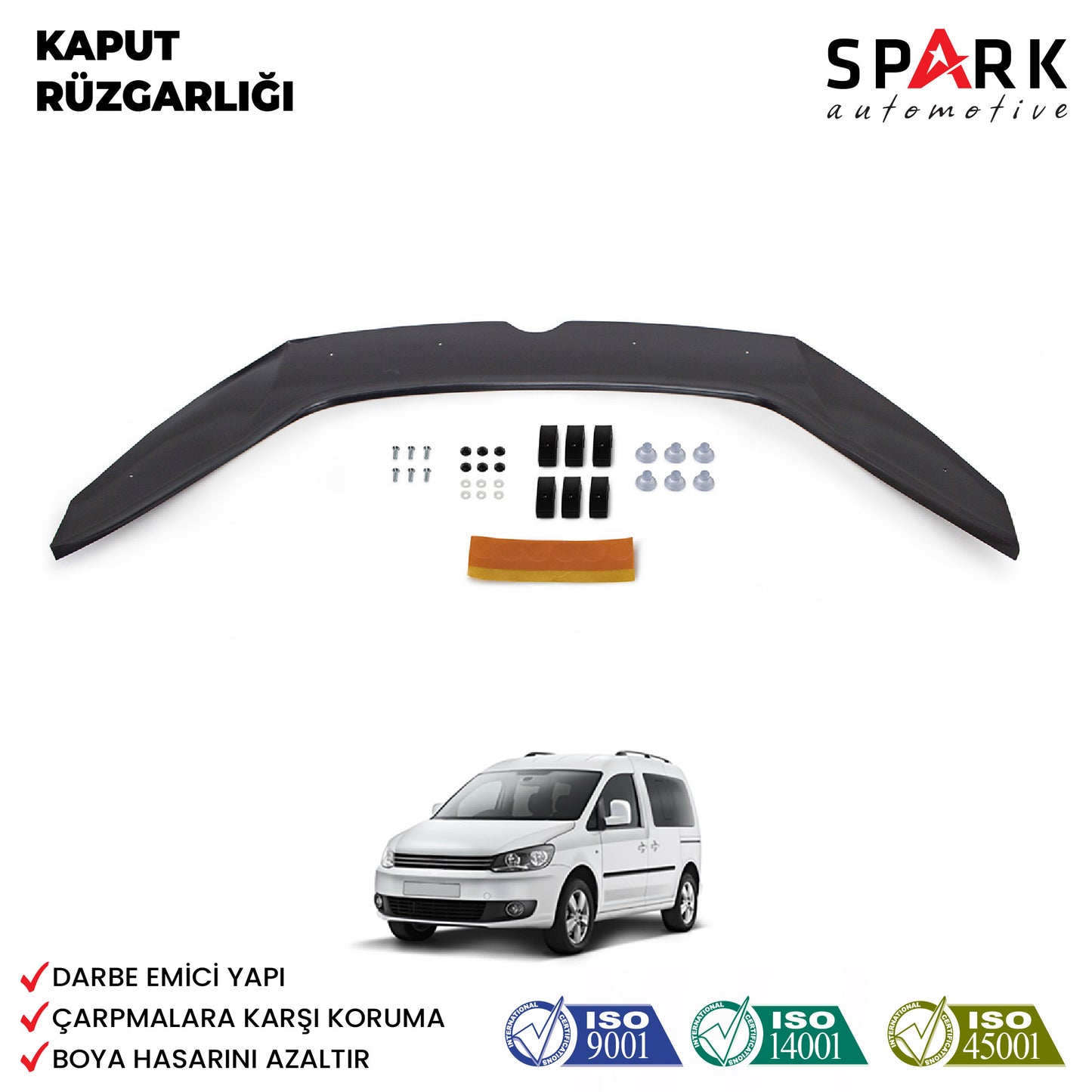 Volkswagen Caddy 2010-2015 Yıl Aralığı Uyumlu Kaput Rüzgarlığı 4mm