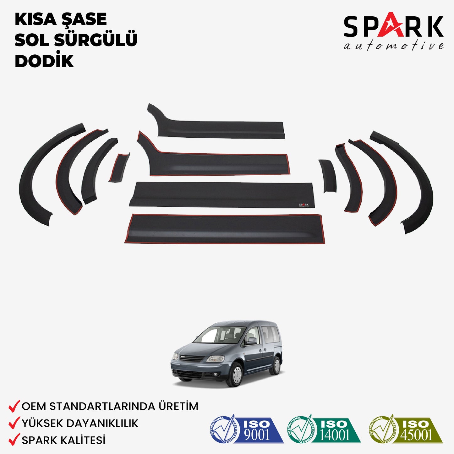 Volkswagen Caddy 2010-2015 Yıl Aralığı Uyumlu Kısa Şase Sol Sürgü Dodik Seti 12 Parça