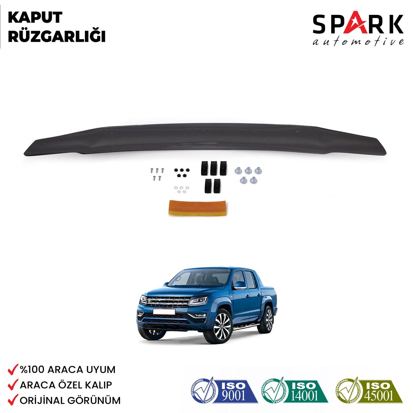 Volkswagen Amarok 2010-2022 Yıl Aralığı Uyumlu Kaput Rüzgarlığı 3mm