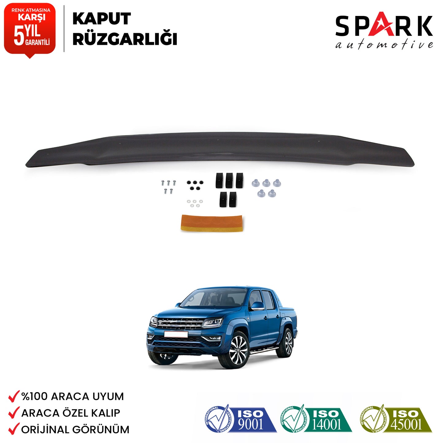 Volkswagen Amarok 2010-2022 Yıl Aralığı Uyumlu Kaput Rüzgarlığı 4mm