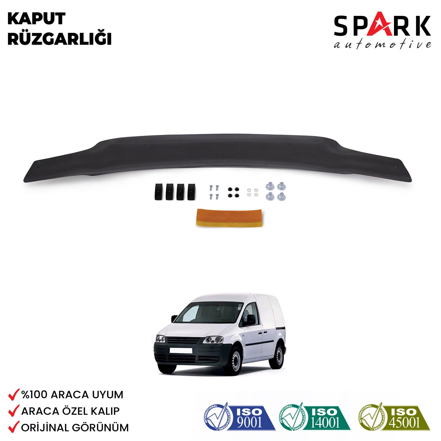 Volkswagen Caddy 2004-2010 Yıl Aralığı Uyumlu Kaput Rüzgarlığı 3mm