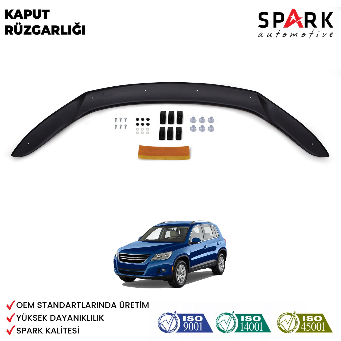 Volkswagen Tiguan 2008-2011 Yıl Aralığı Uyumlu Kaput Rüzgarlığı 4mm